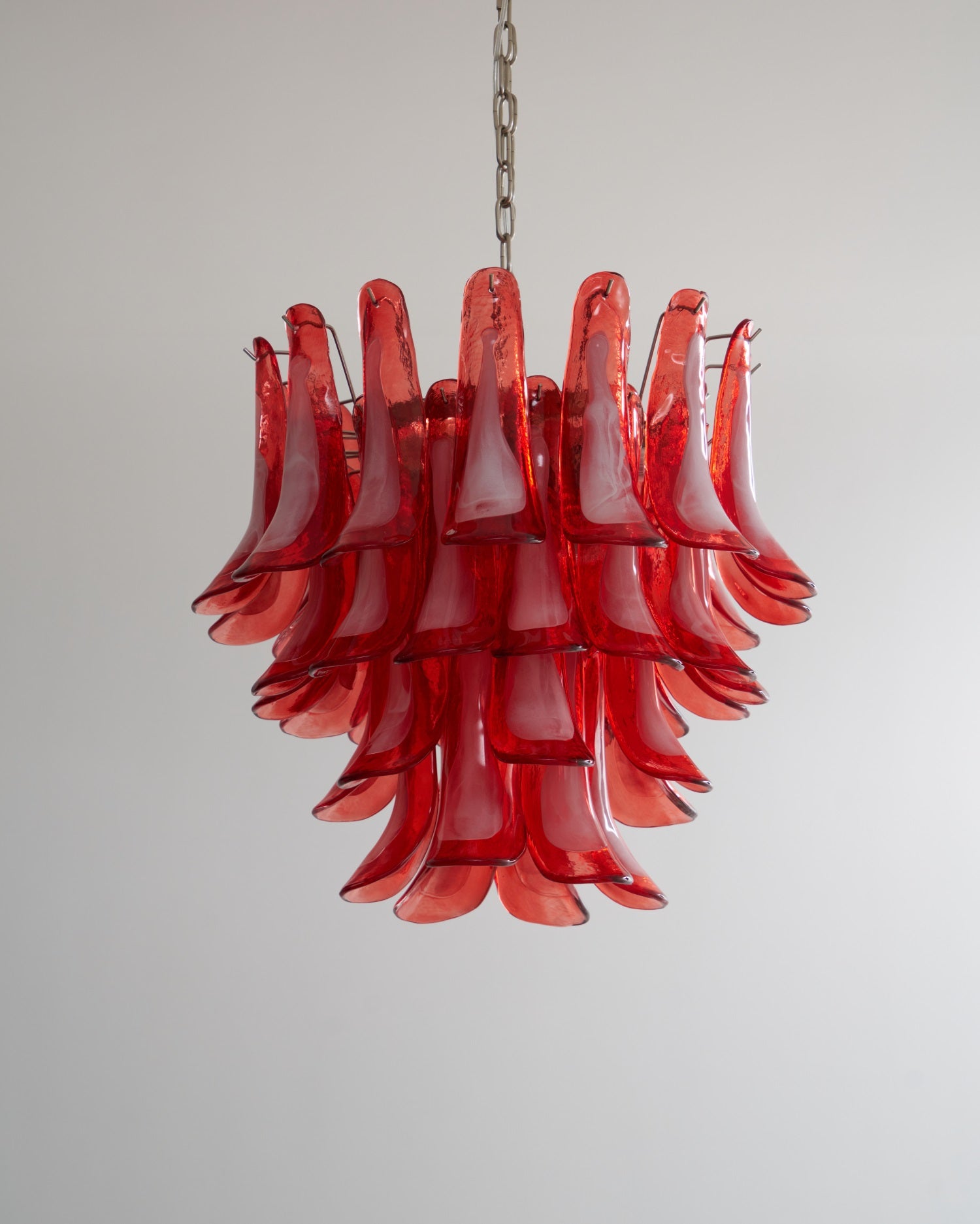 Aurora Chandelier Crimson Murano Glass Petals Layered Vintage - Letslighting