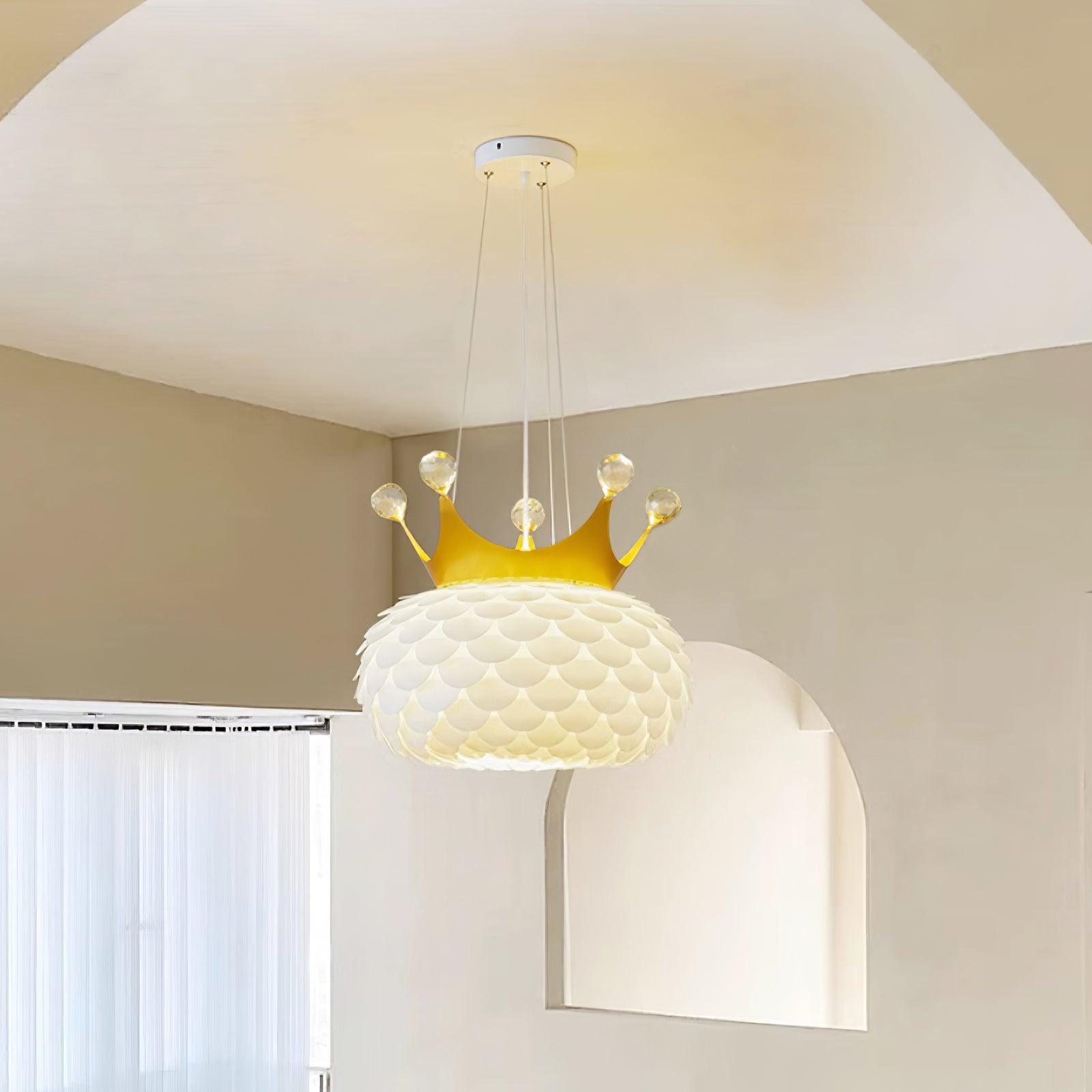 Crown Pendant Lamp Crystal Scallop Glam - Letslighting