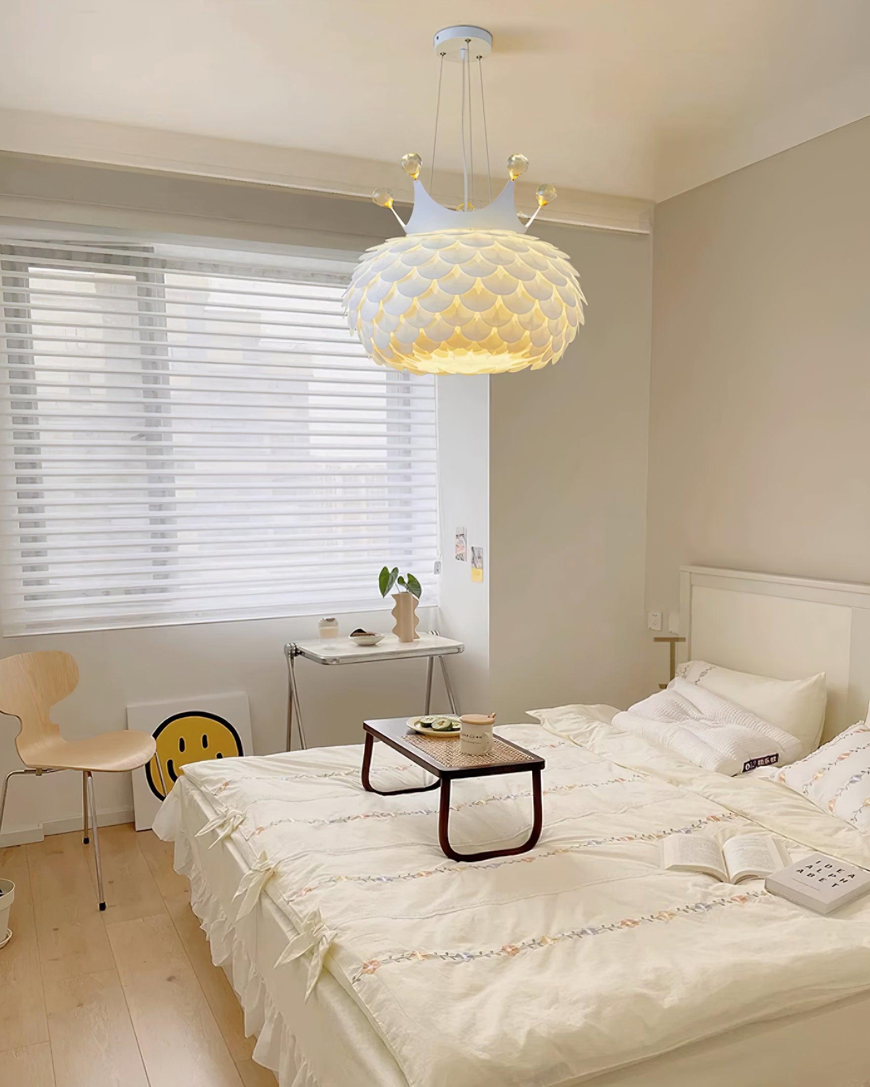 Crown Pendant Lamp Crystal Scallop Glam - Letslighting