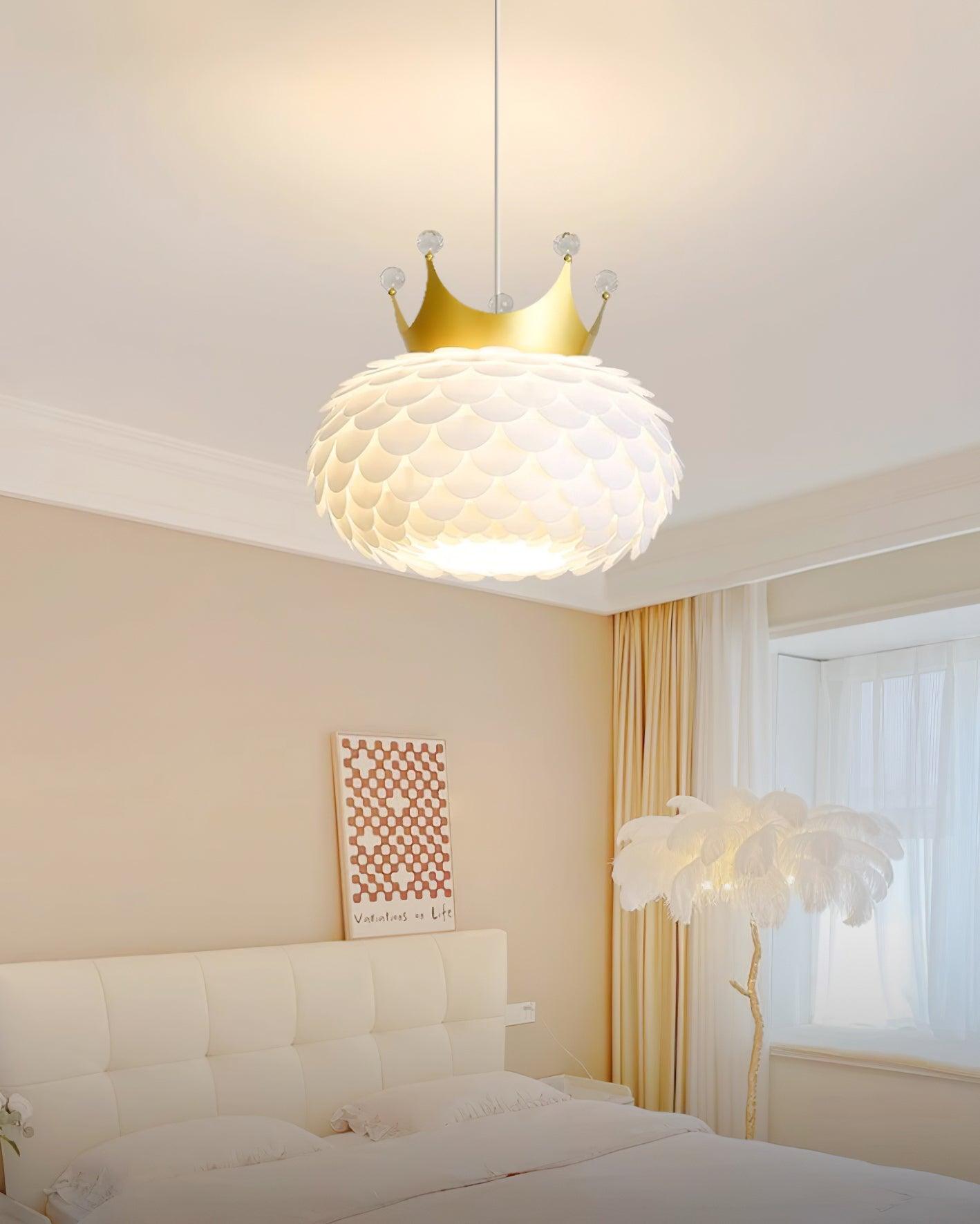 Crown Pendant Lamp Crystal Scallop Glam - Letslighting