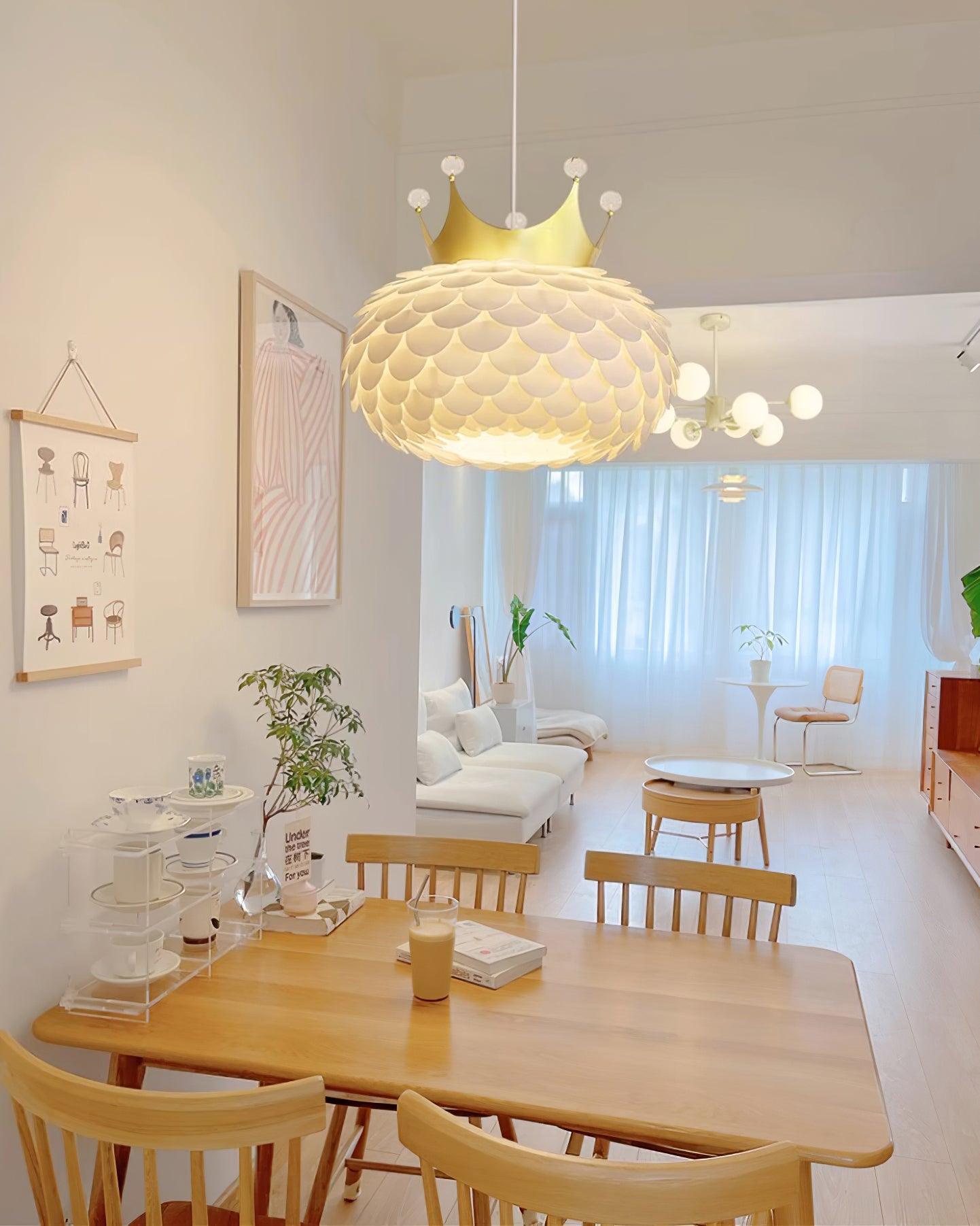Crown Pendant Lamp Crystal Scallop Glam - Letslighting