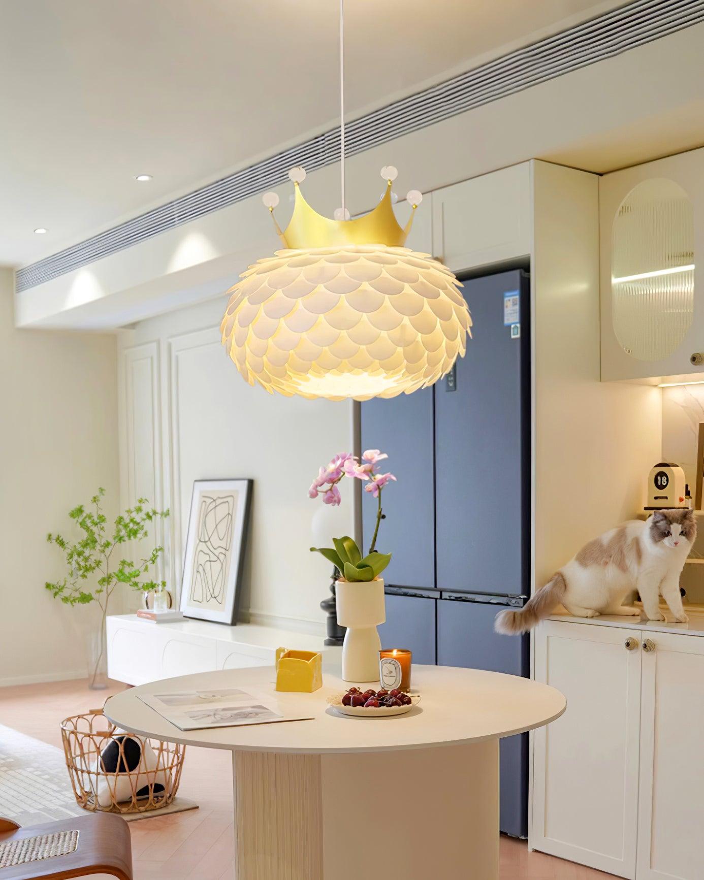 Crown Pendant Lamp Crystal Scallop Glam - Letslighting