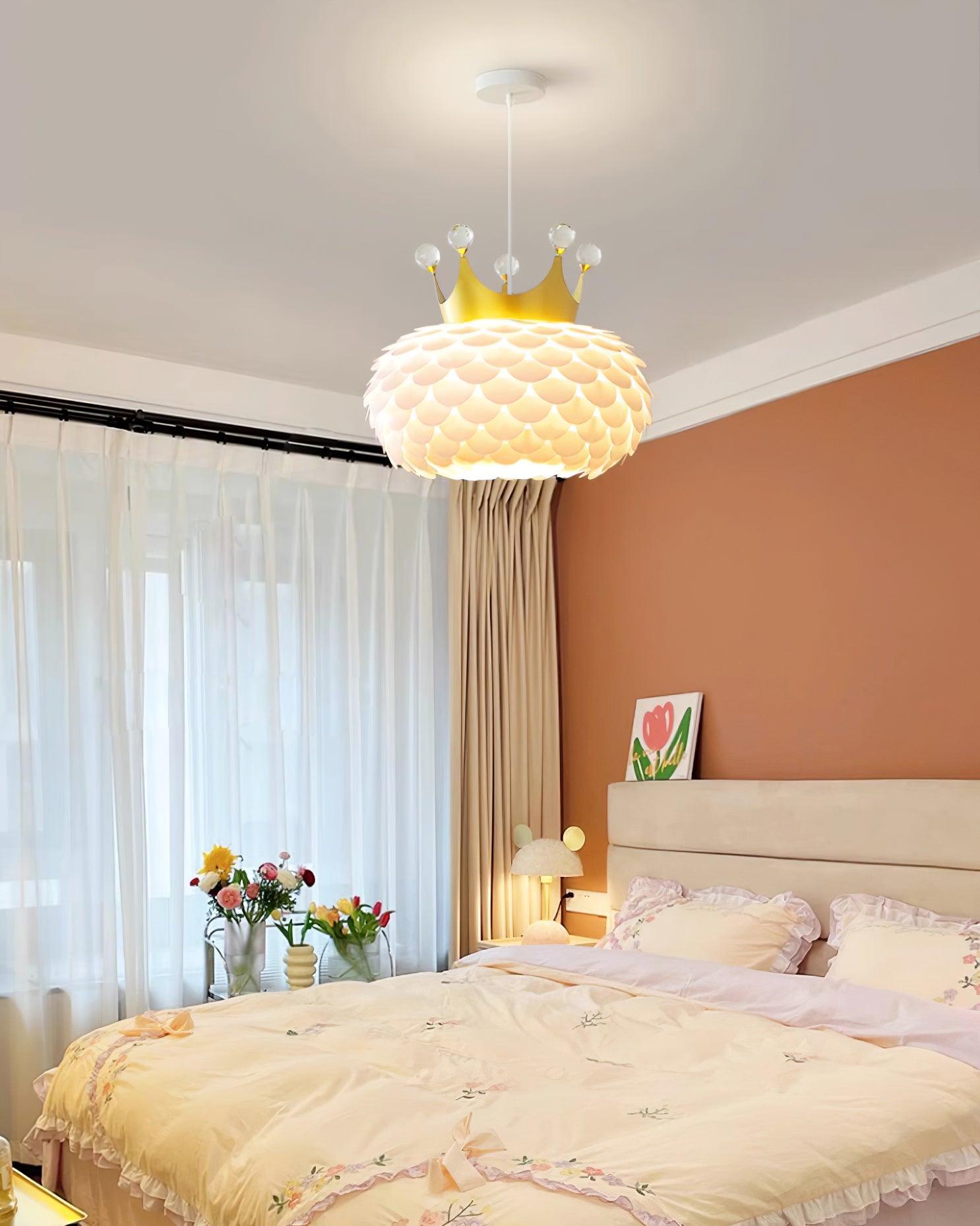 Crown Pendant Lamp Crystal Scallop Glam - Letslighting