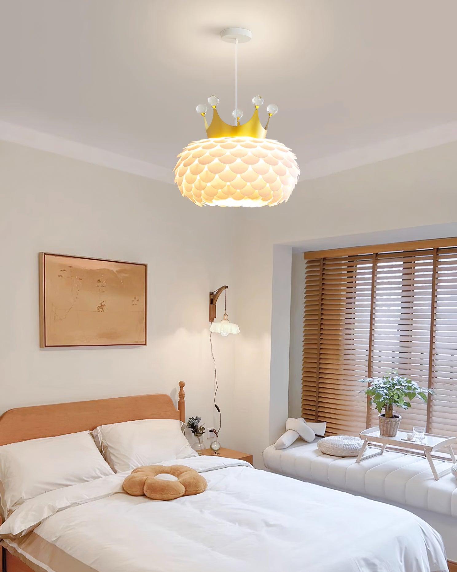 Crown Pendant Lamp Crystal Scallop Glam - Letslighting