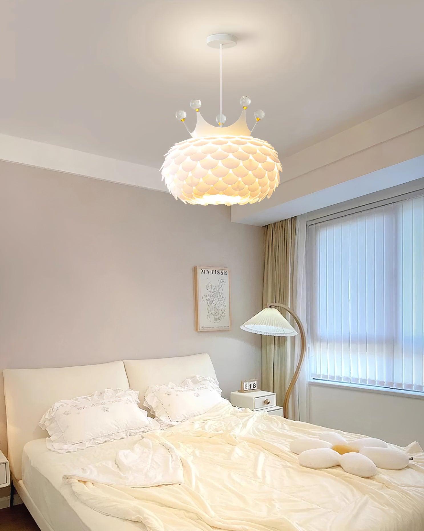 Crown Pendant Lamp Crystal Scallop Glam - Letslighting