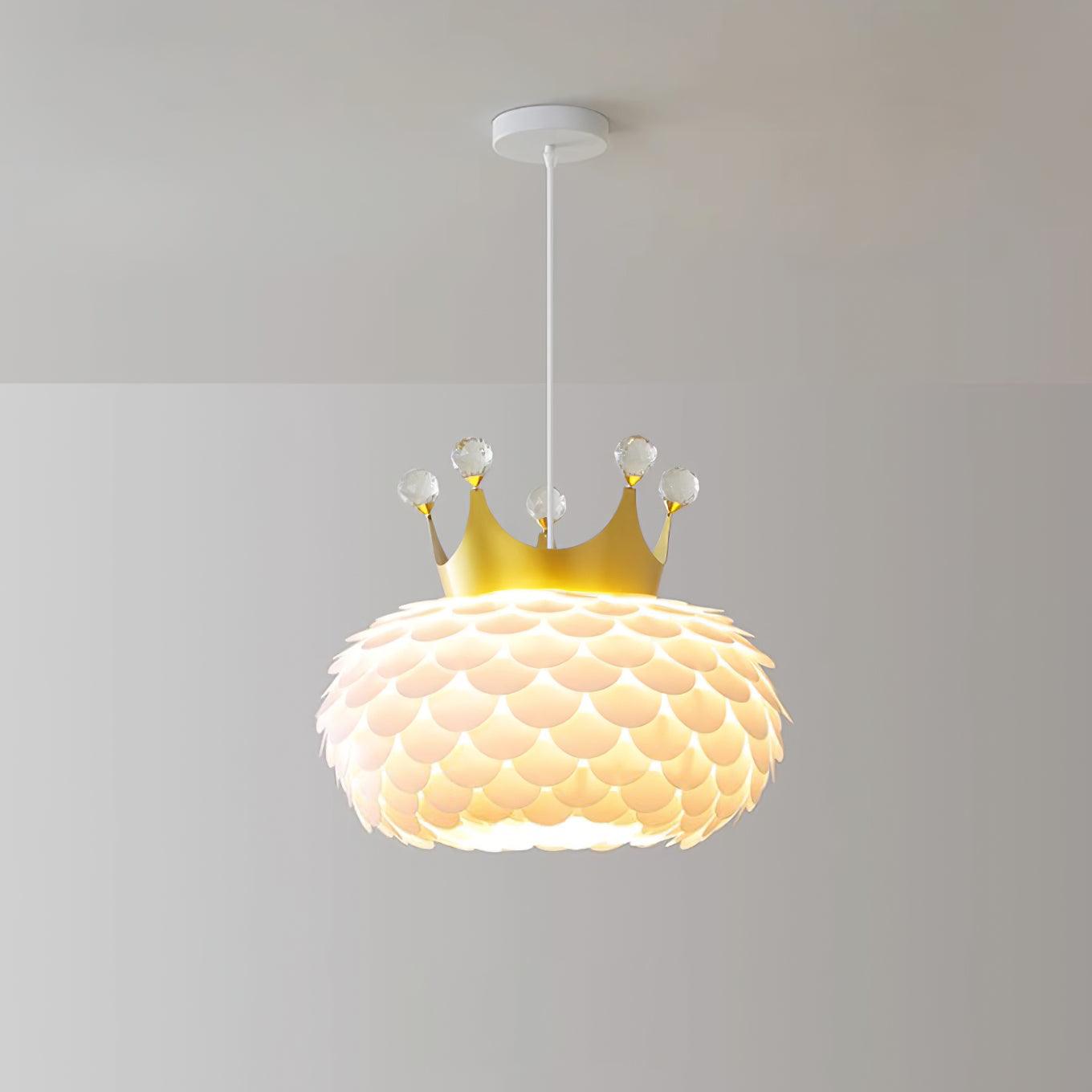 Crown Pendant Lamp Crystal Scallop Glam - Letslighting