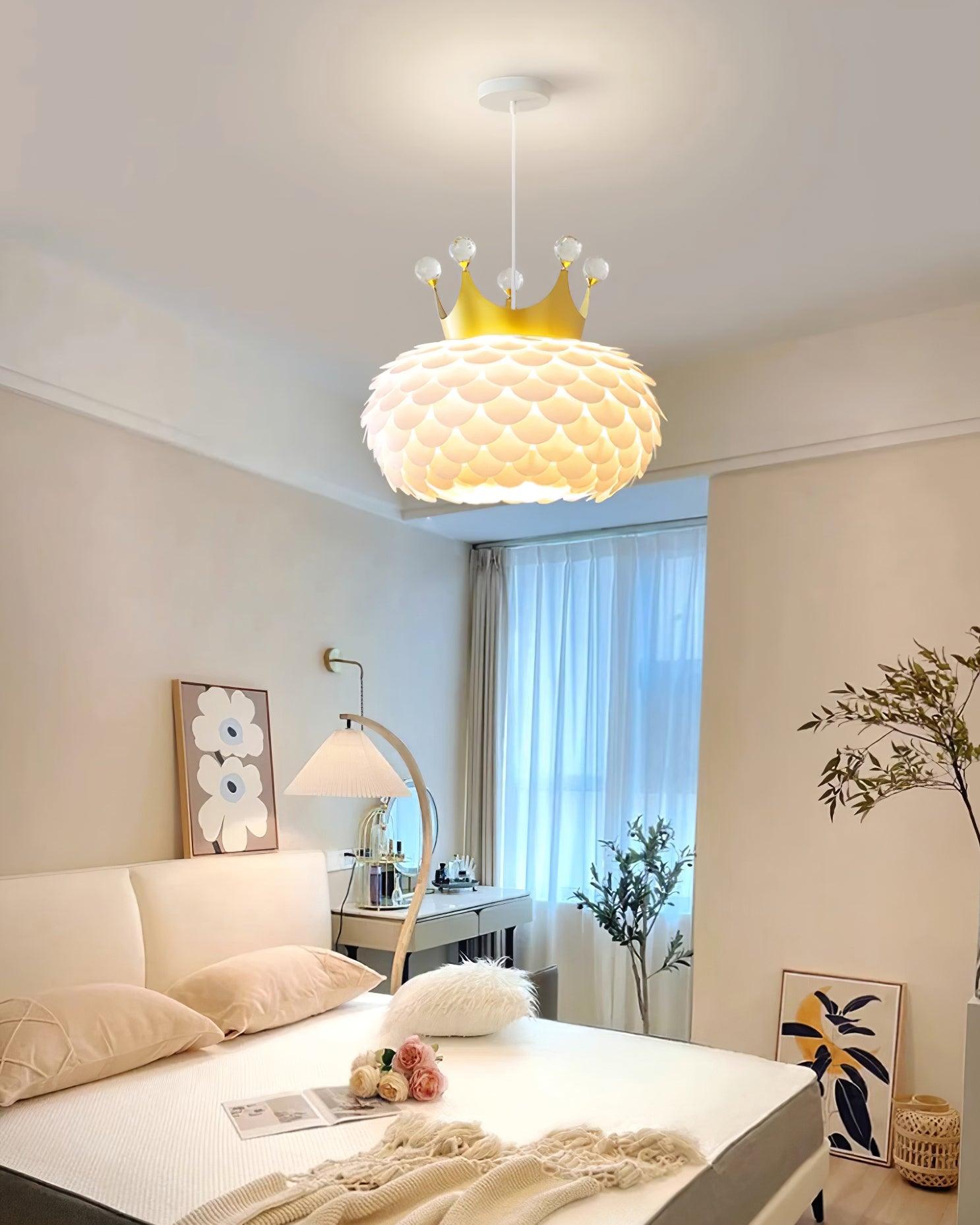 Crown Pendant Lamp Crystal Scallop Glam - Letslighting