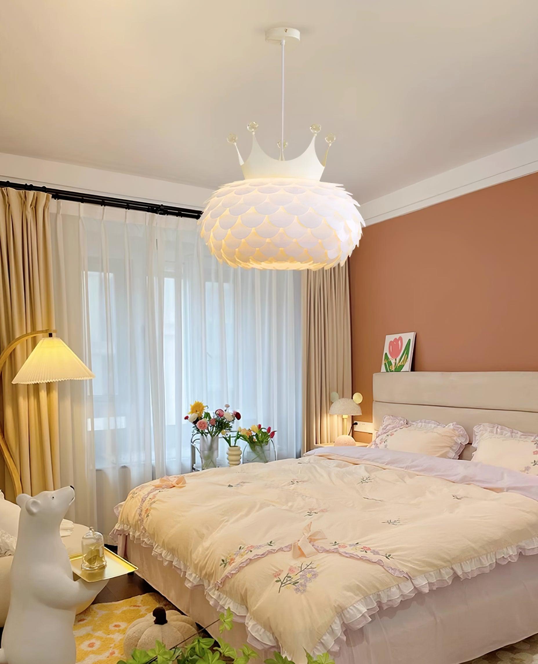 Crown Pendant Lamp Crystal Scallop Glam - Letslighting