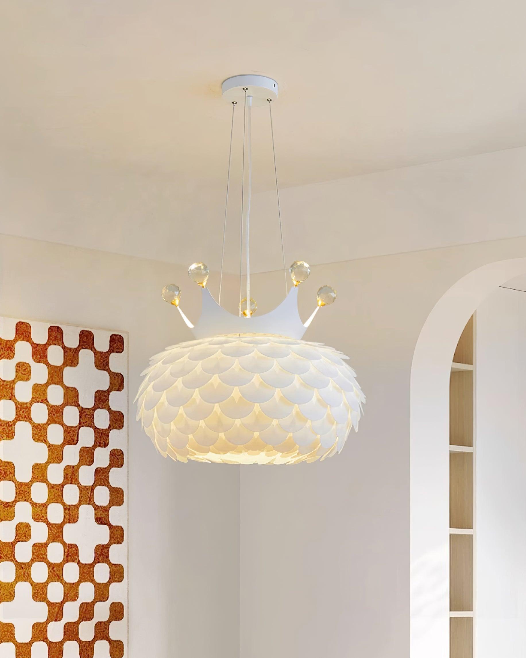 Crown Pendant Lamp Crystal Scallop Glam - Letslighting