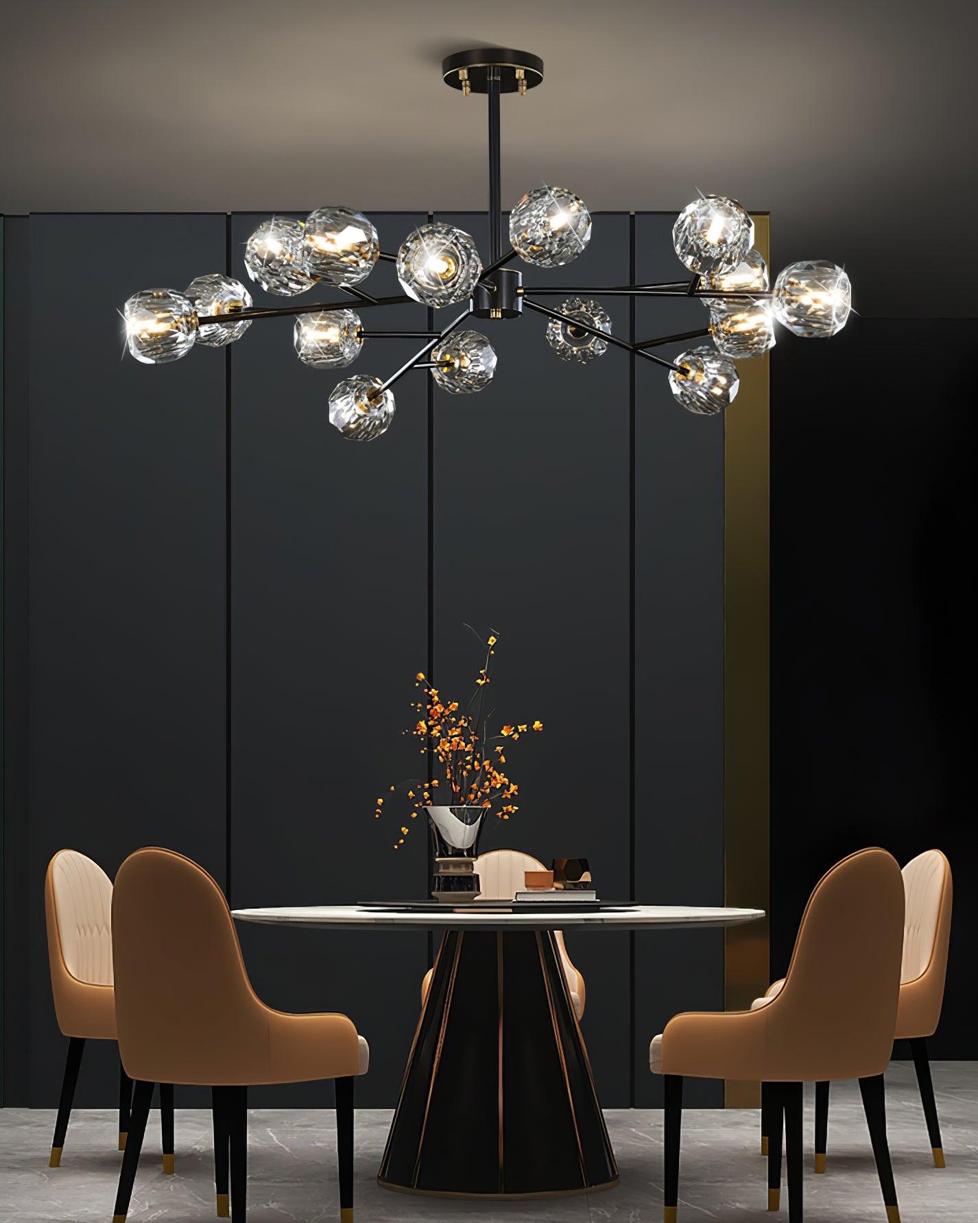 Crystal Lustre Boule Laiton Noir Facetté - Neutralighting