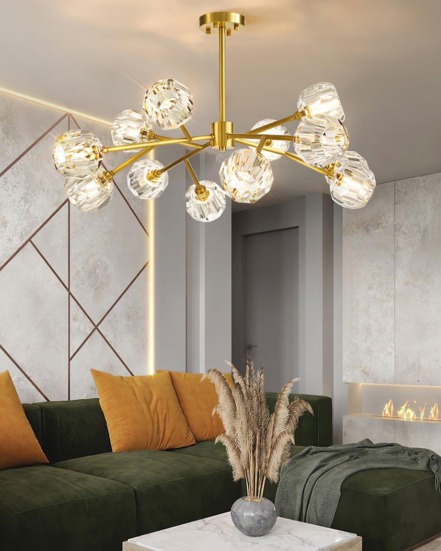 Crystal Lustre Boule Laiton Noir Facetté - Neutralighting