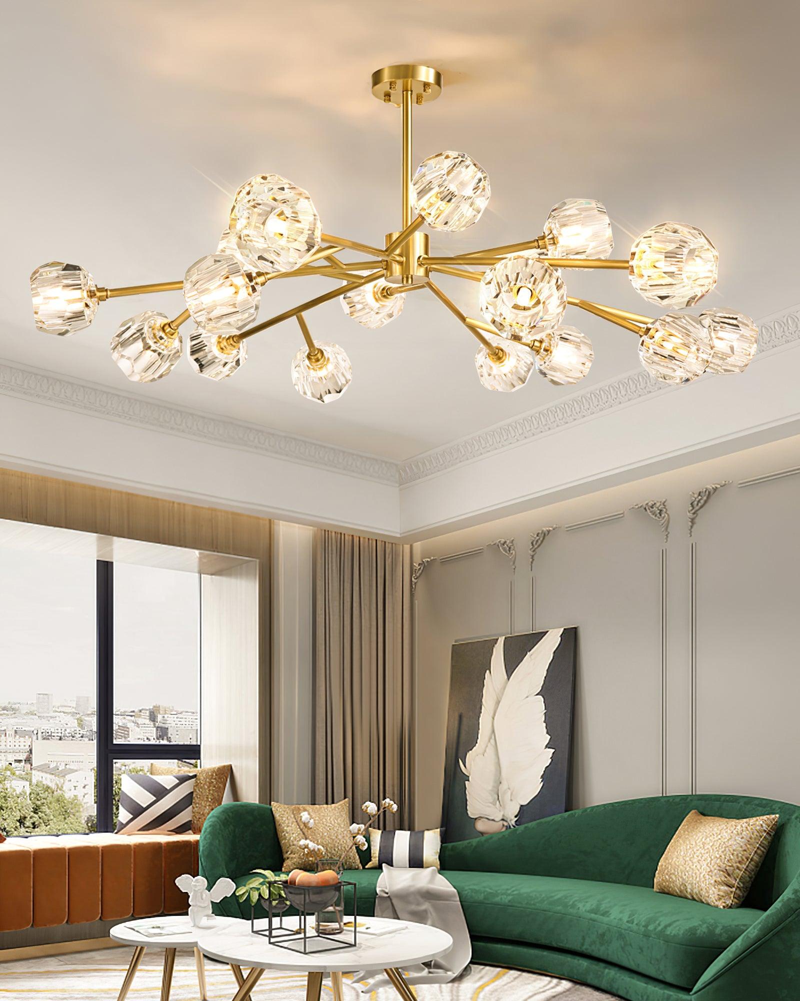 Crystal Lustre Boule Laiton Noir Facetté - Neutralighting