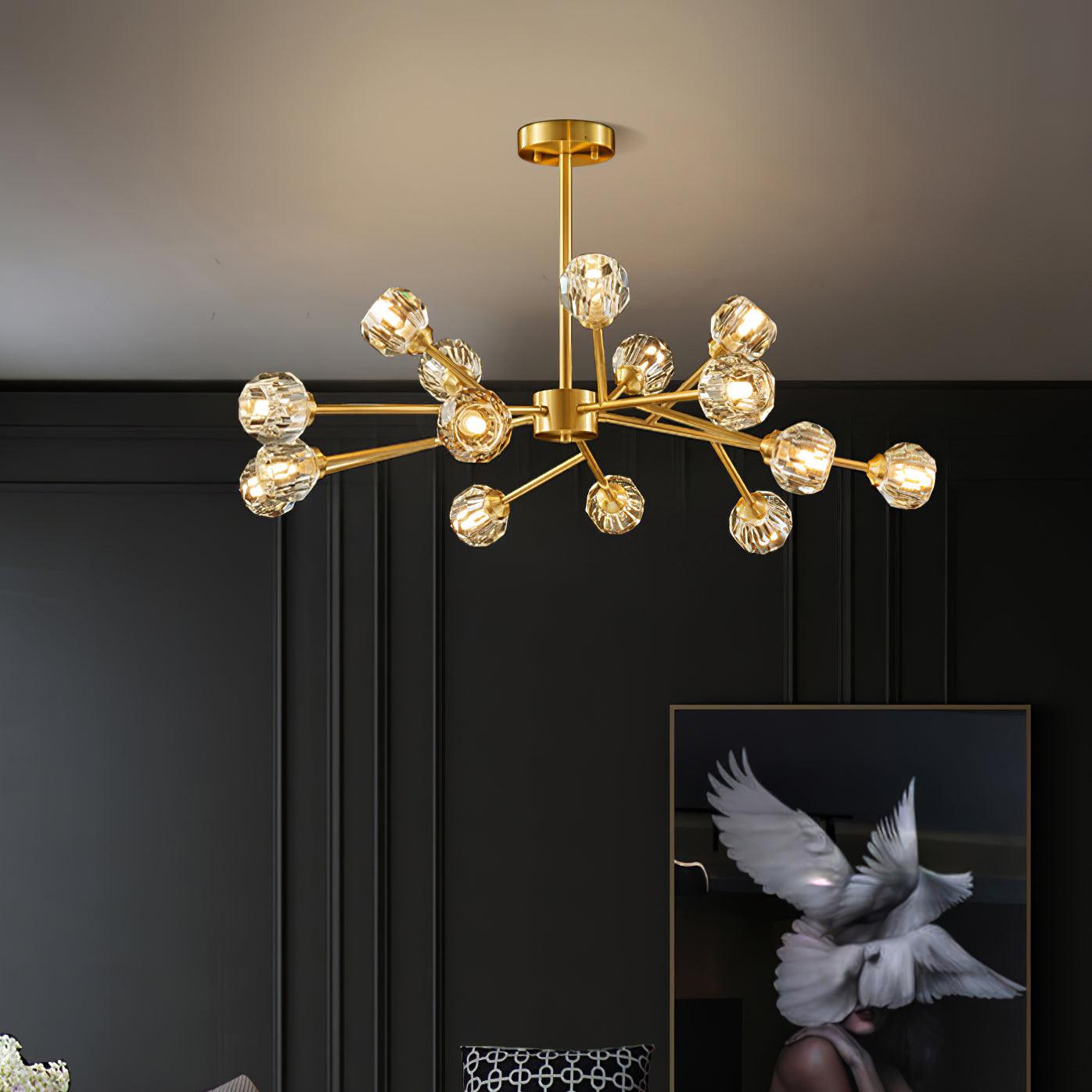 Crystal Lustre Boule Laiton Noir Facetté - Neutralighting