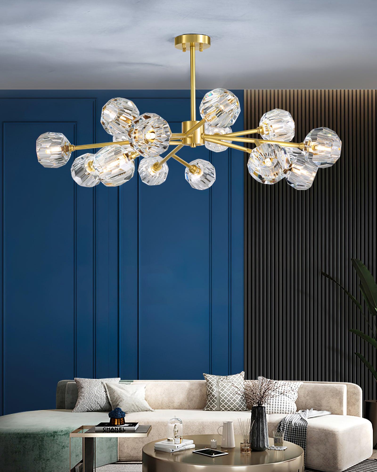 Crystal Lustre Boule Laiton Noir Facetté - Neutralighting