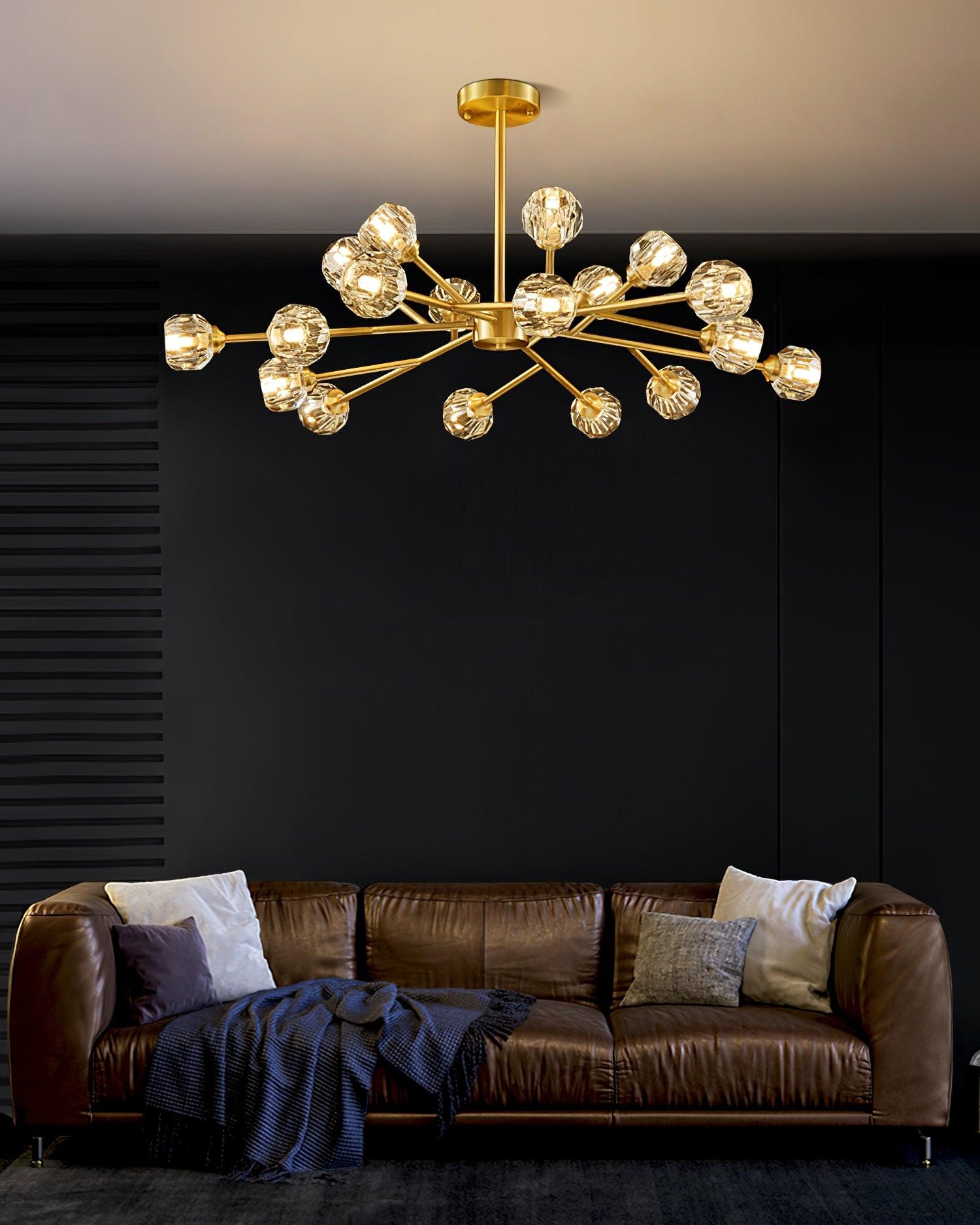 Crystal Lustre Boule Laiton Noir Facetté - Neutralighting