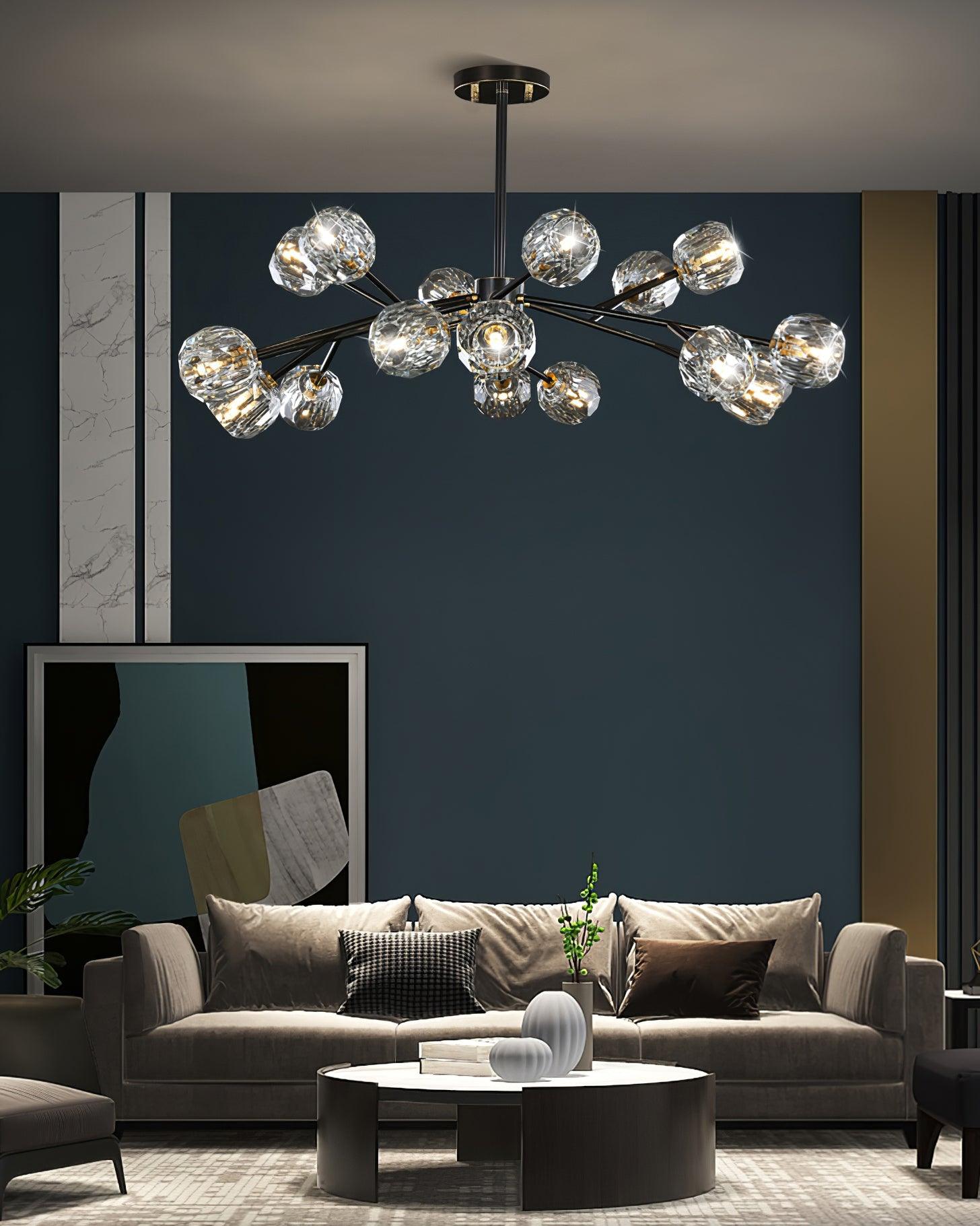 Crystal Lustre Boule Laiton Noir Facetté - Neutralighting