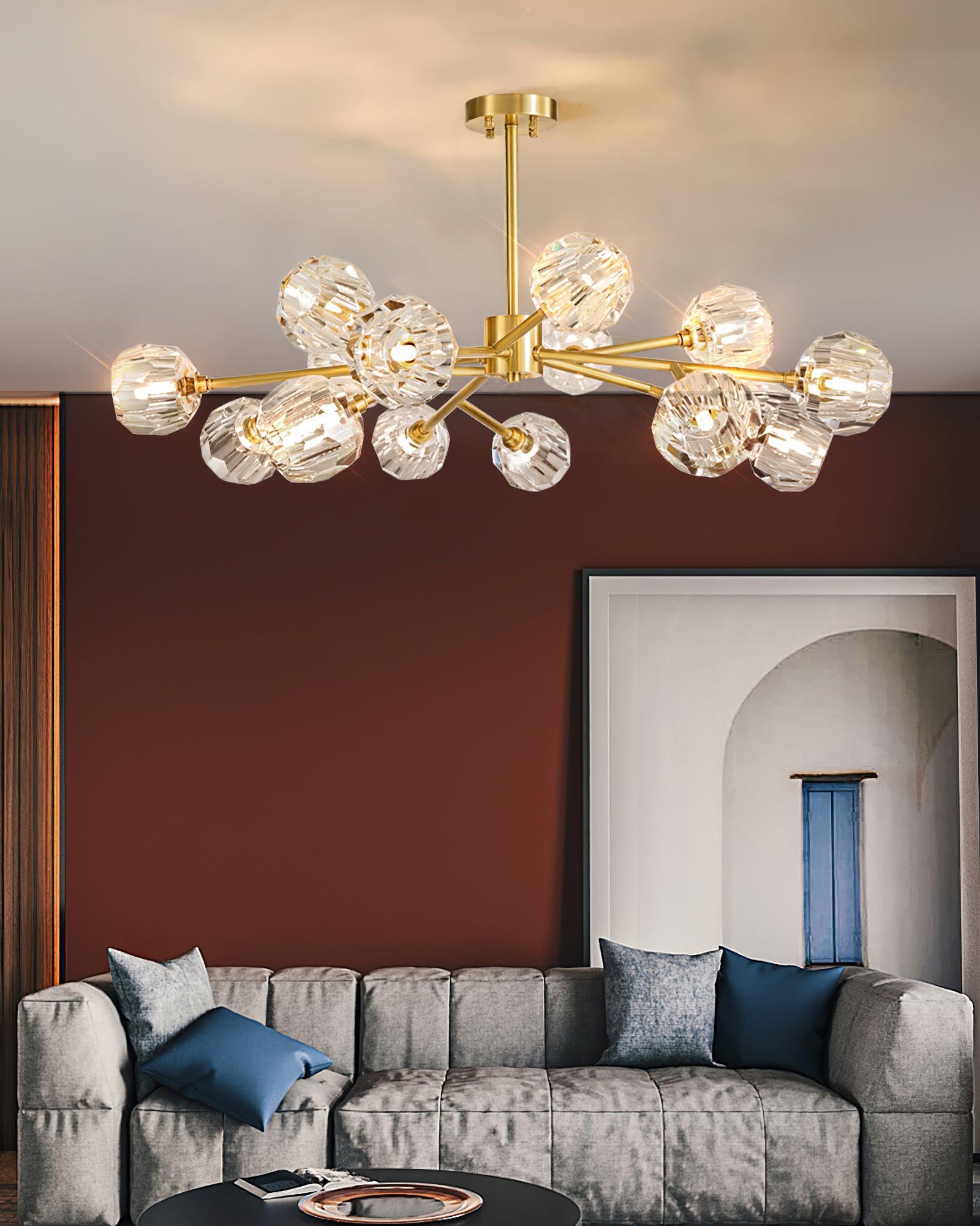 Crystal Lustre Boule Laiton Noir Facetté - Neutralighting