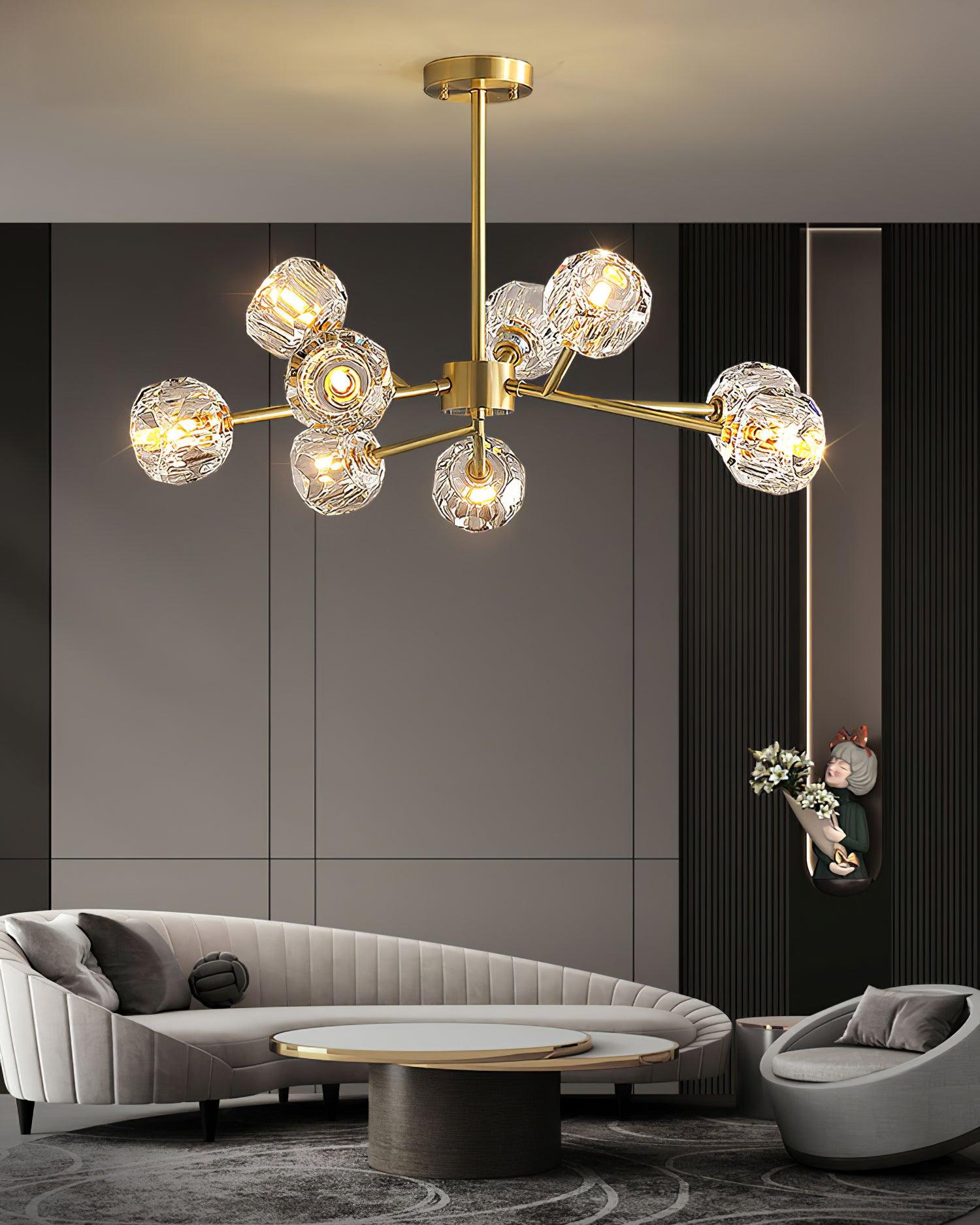 Crystal Lustre Boule Laiton Noir Facetté - Neutralighting