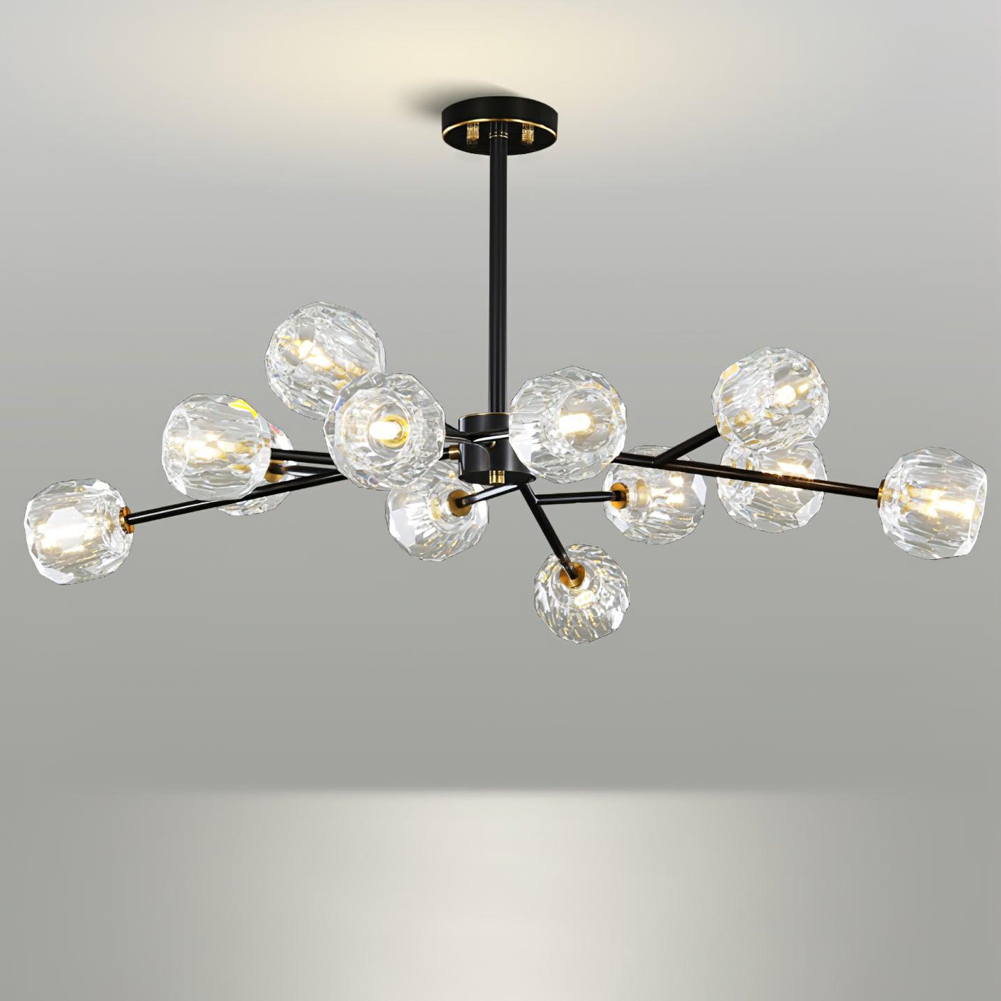 Crystal Lustre Boule Laiton Noir Facetté - Neutralighting
