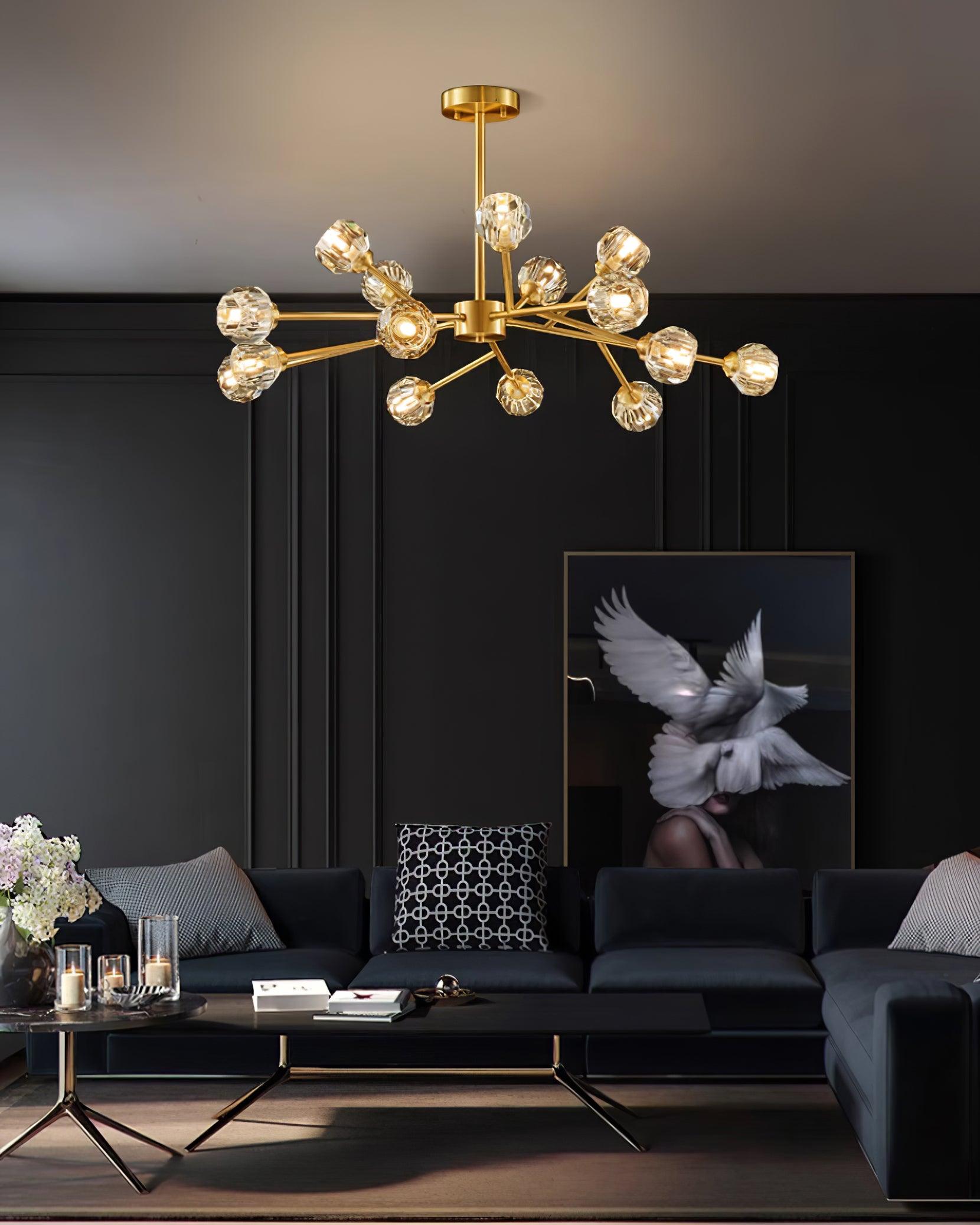 Crystal Lustre Boule Laiton Noir Facetté - Neutralighting