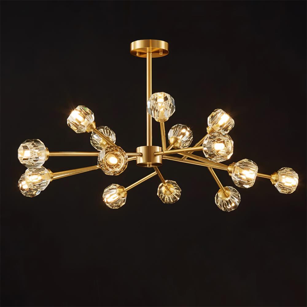 Crystal Lustre Boule Laiton Noir Facetté - Neutralighting