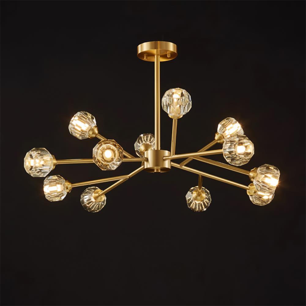 Crystal Lustre Boule Laiton Noir Facetté - Neutralighting