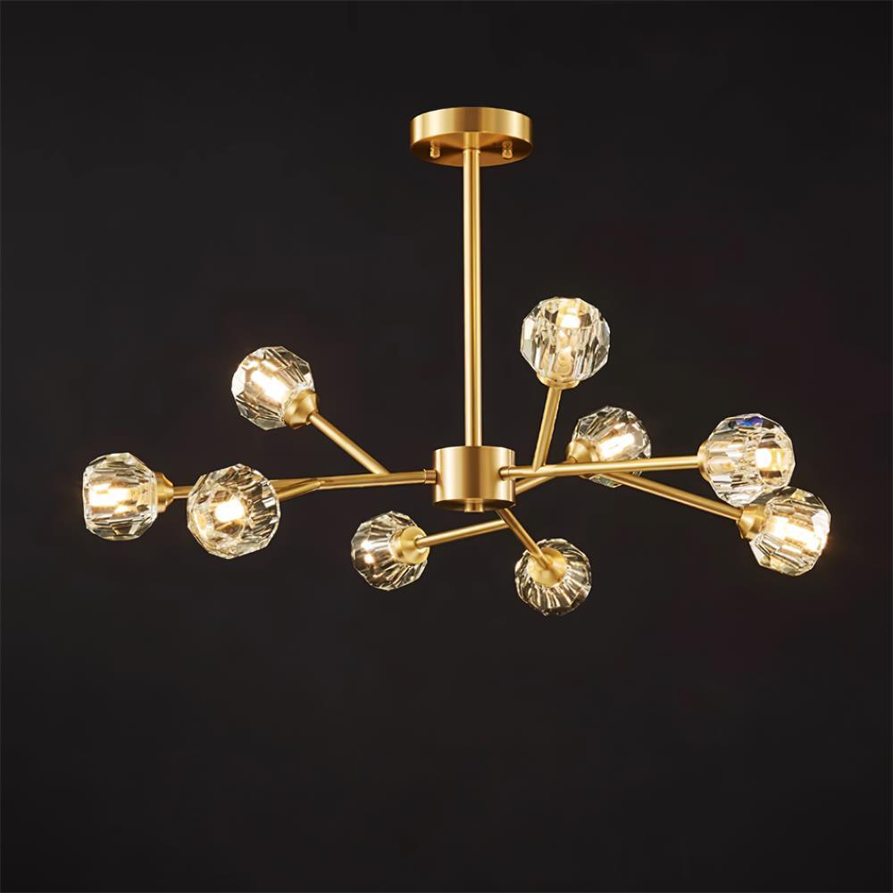 Crystal Lustre Boule Laiton Noir Facetté - Neutralighting