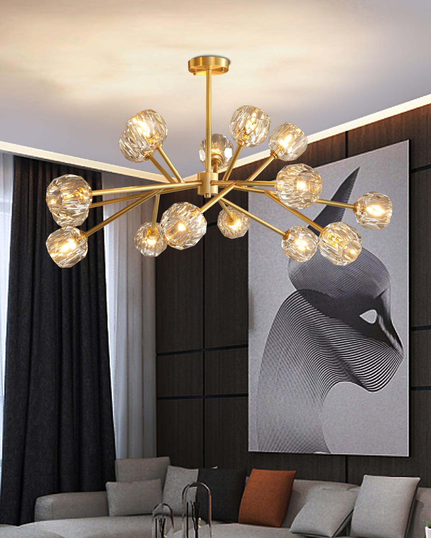 Crystal Lustre Boule Laiton Noir Facetté - Neutralighting