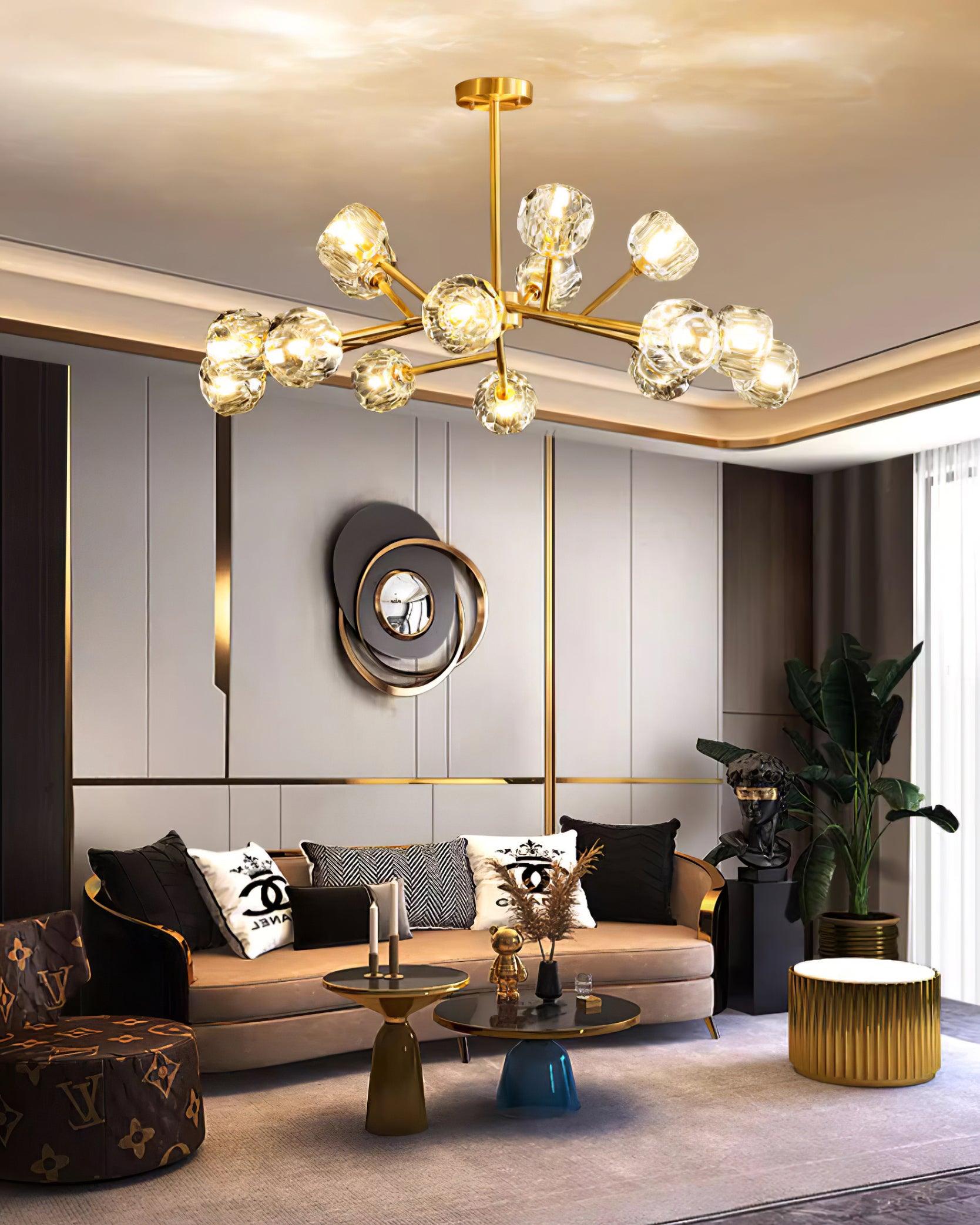Crystal Lustre Boule Laiton Noir Facetté - Neutralighting