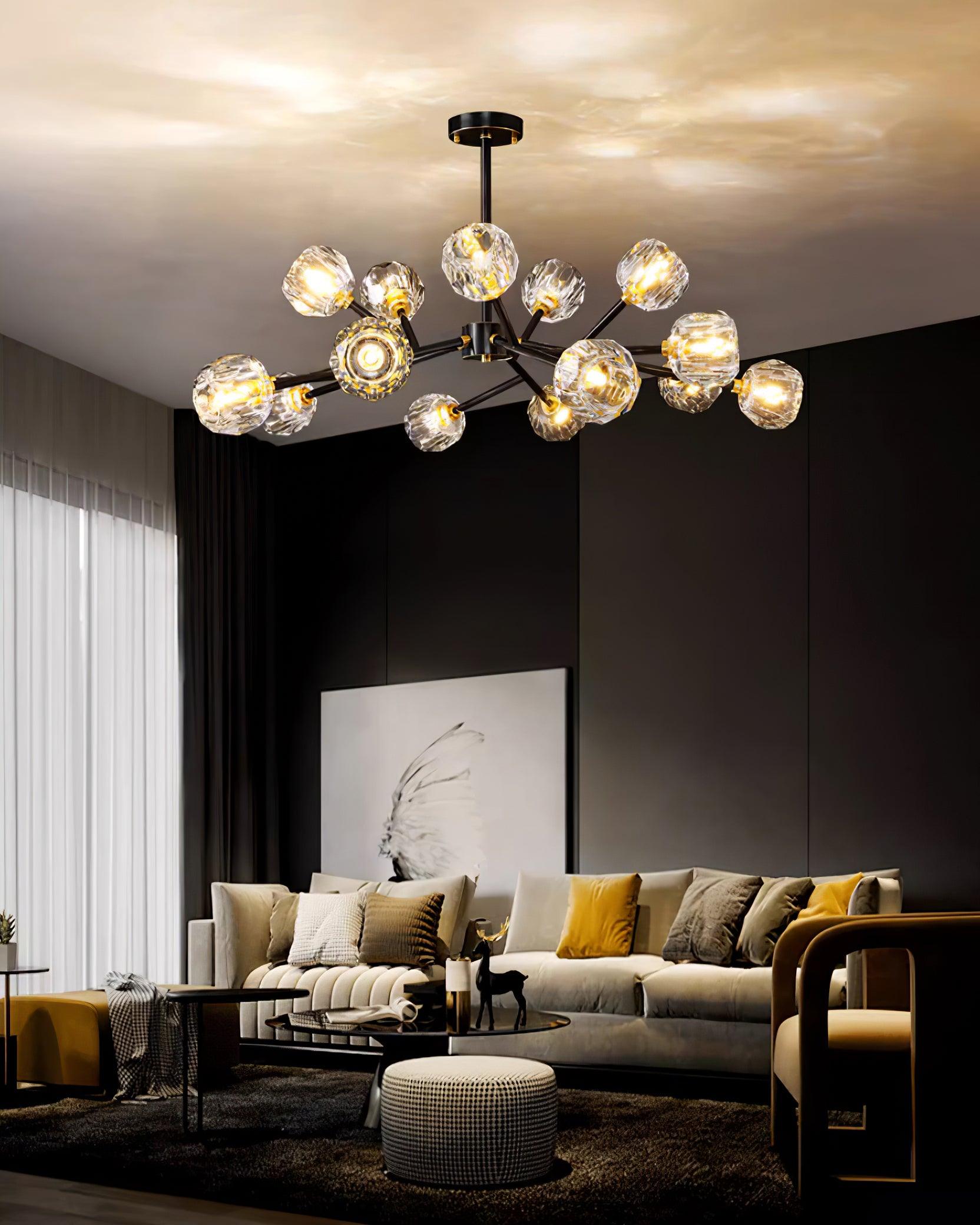 Crystal Lustre Boule Laiton Noir Facetté - Neutralighting