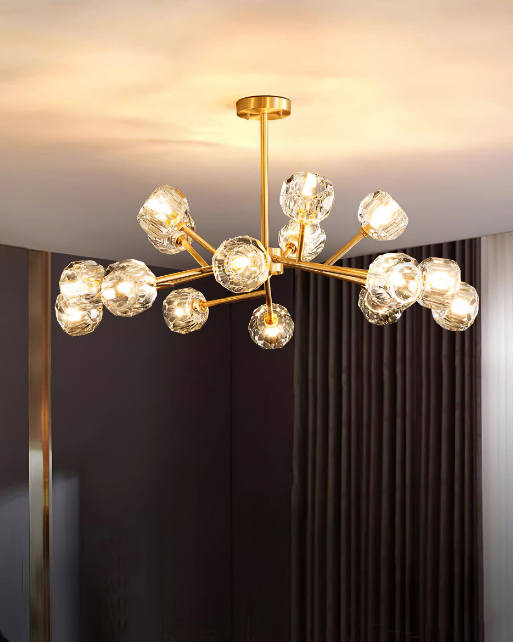 Crystal Lustre Boule Laiton Noir Facetté - Neutralighting