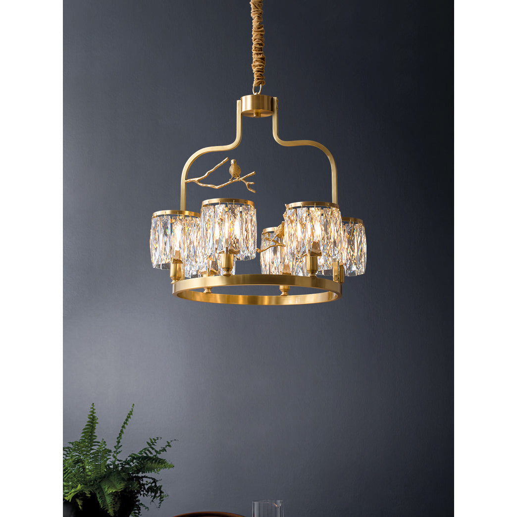 Zephyr Lustre En Cristal Et Laiton à Motif D'oiseau Créatif Individuel - Neutralighting