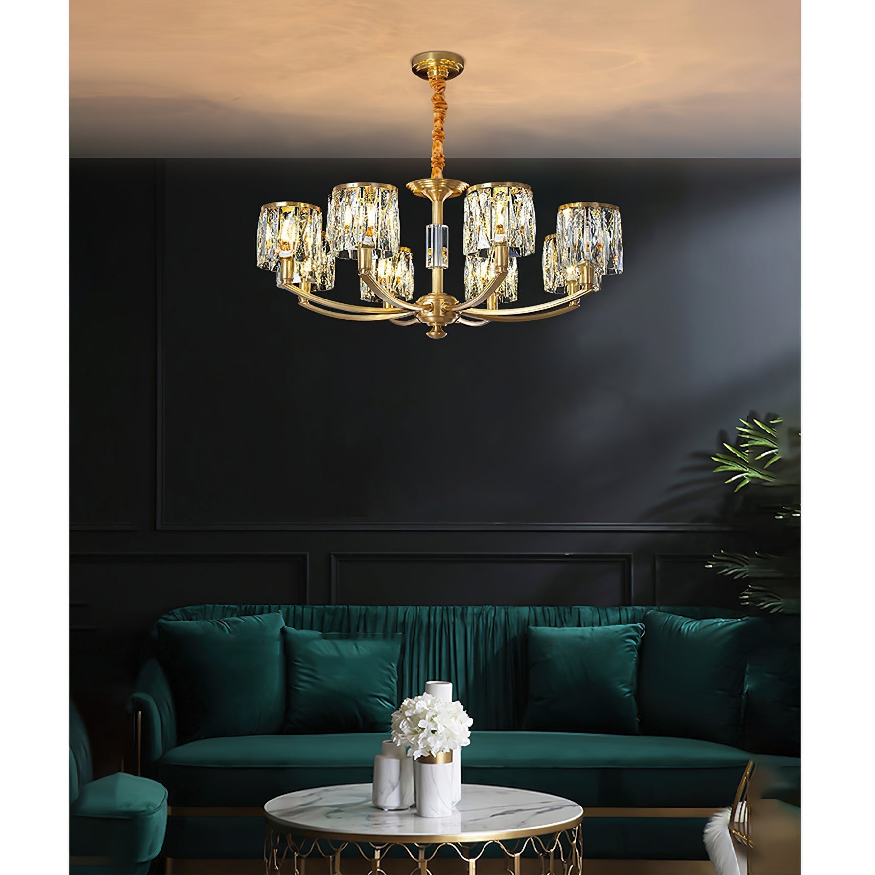 Amber Lustre En Cristal Et Laiton à Colonne De Créativité Individuelle - Neutralighting
