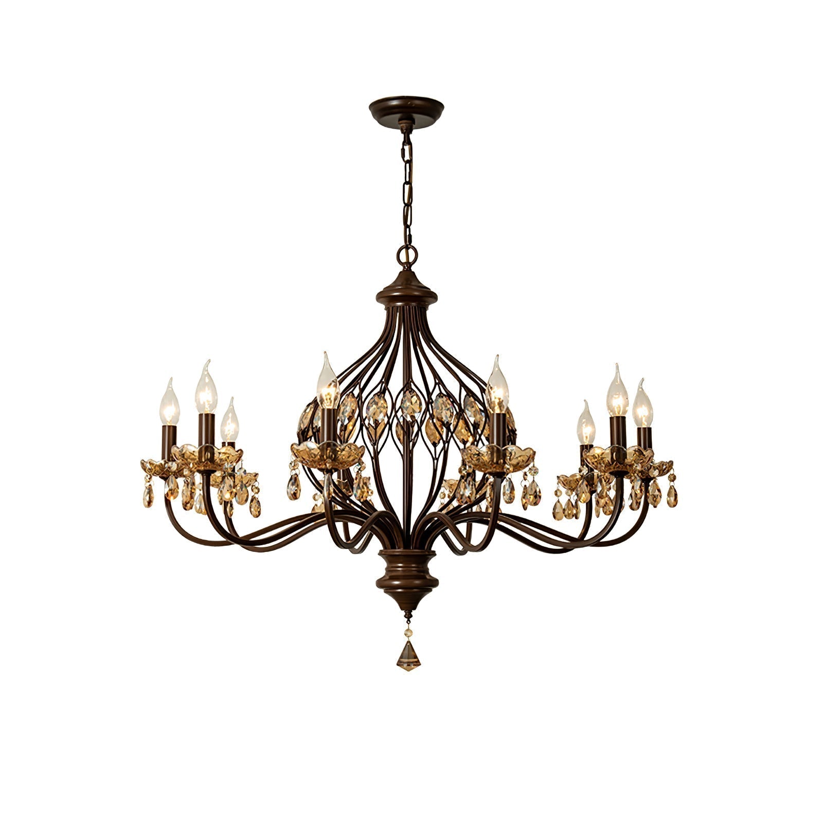 Enorel Chandelier en Bronze Vintage avec Cristaux - Neutralighting