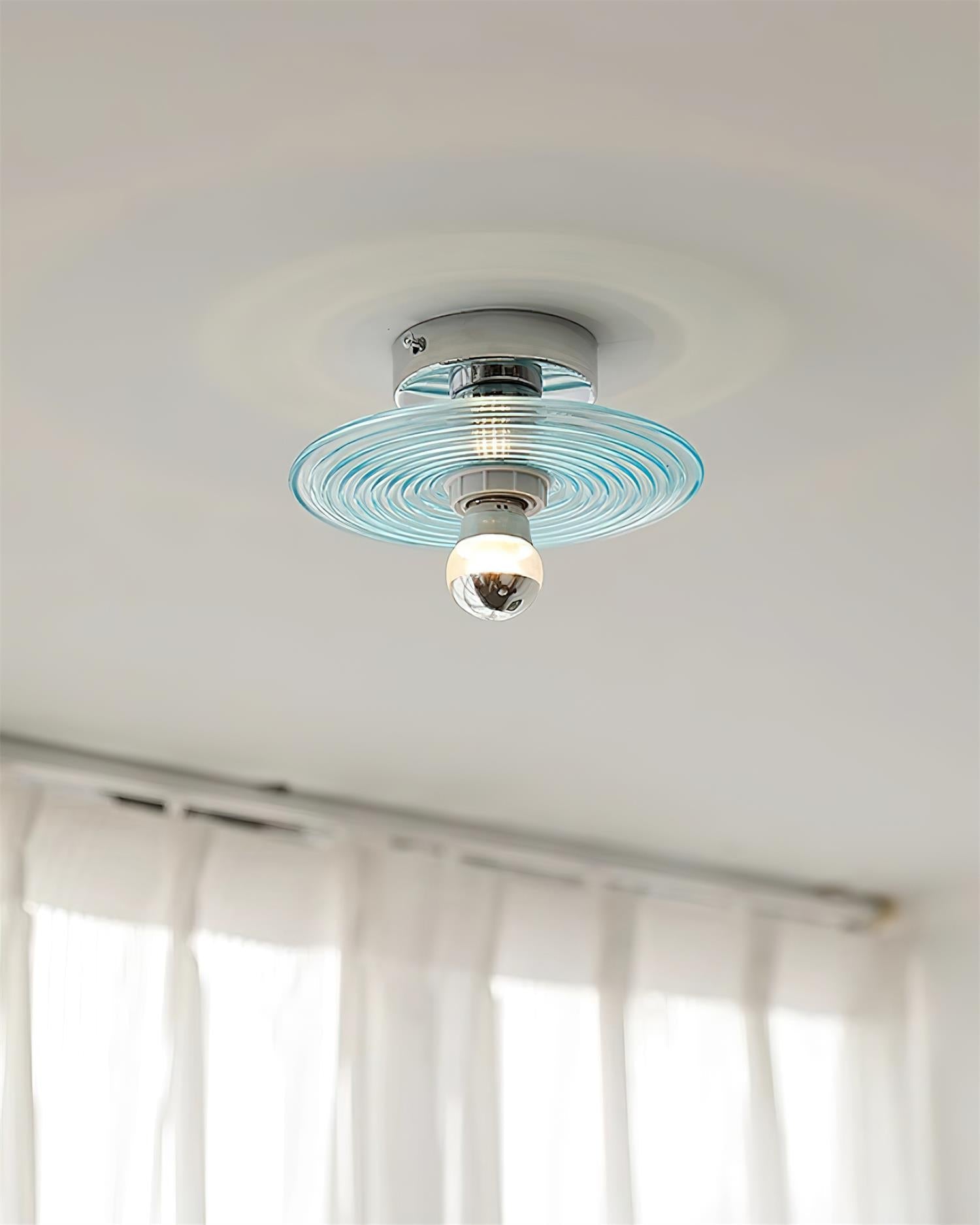 Curios Lumière de Plafond Spirale en verre Avec Base en Chrome - Neutralighting