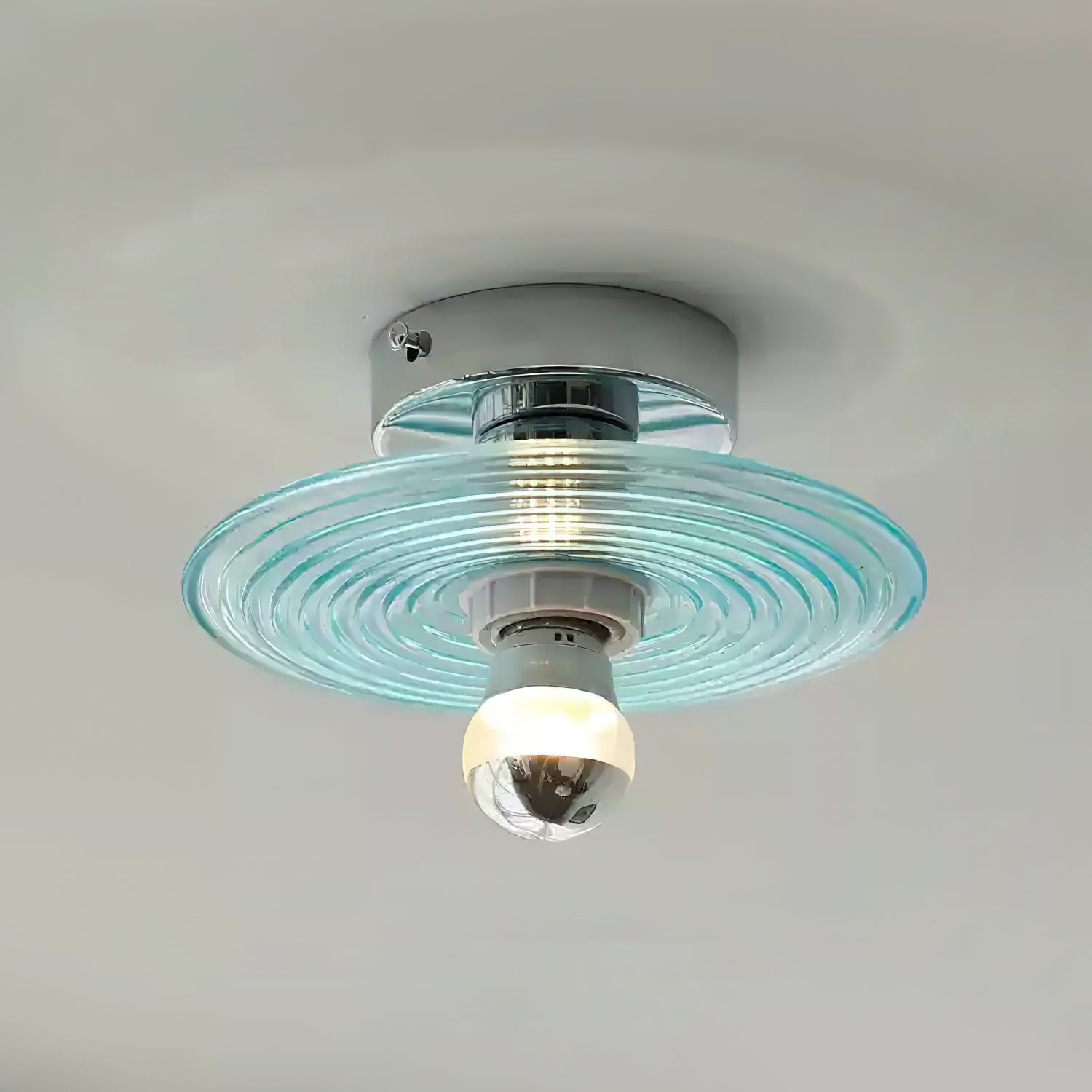 Curios Lumière de Plafond Spirale en verre Avec Base en Chrome - Neutralighting