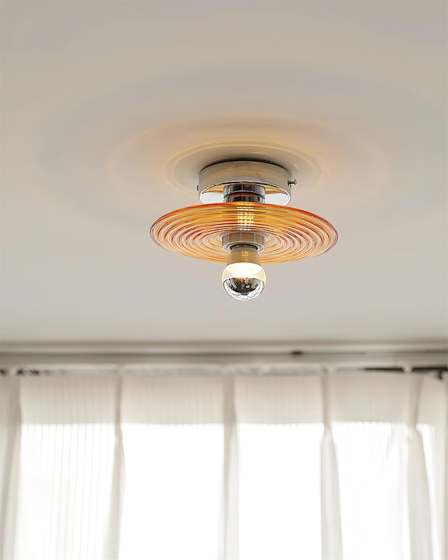 Curios Lumière de Plafond Spirale en verre Avec Base en Chrome - Neutralighting