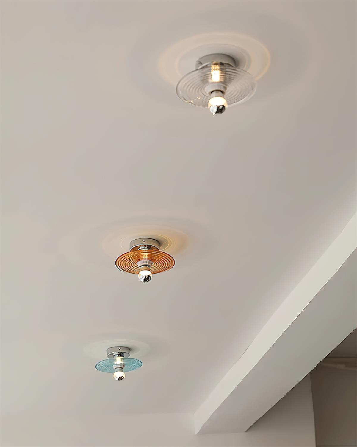Curios Lumière de Plafond Spirale en verre Avec Base en Chrome - Neutralighting