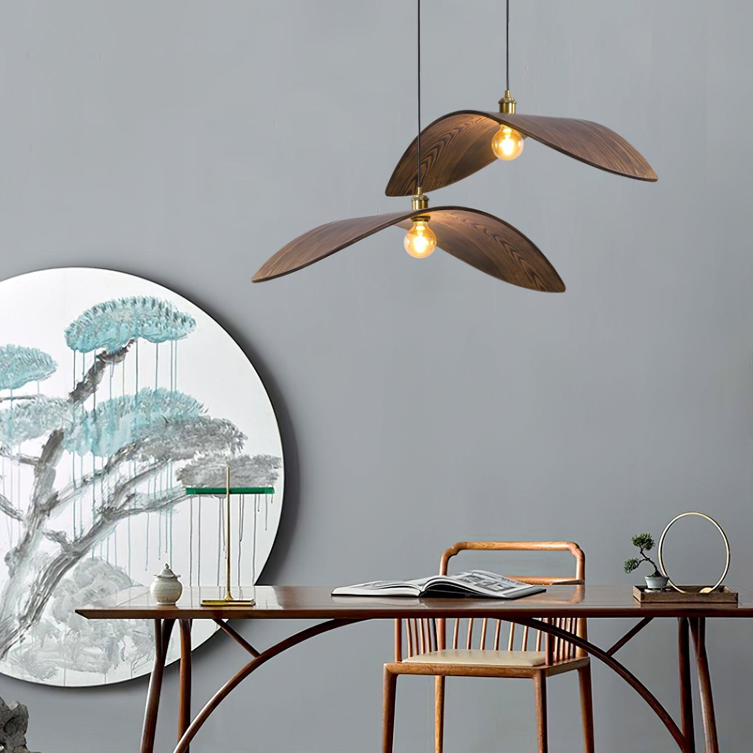 Muto Suspension Incuvré Minimaliste, Metal/Bois, Bois, Chambre - Neutralighting