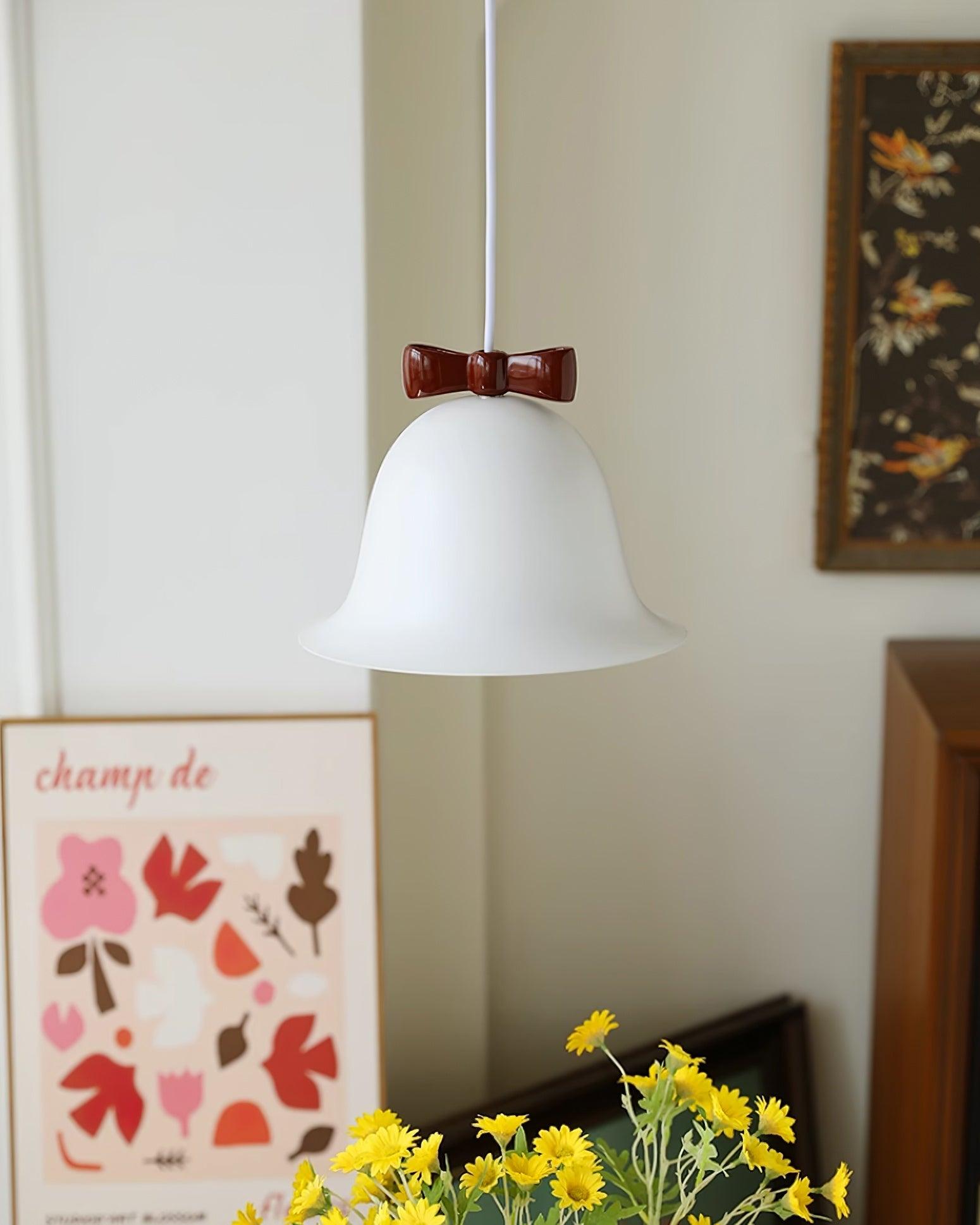 Cloches Mignonnes Lampe Suspendue en Verre avec Nœud Délicat - Neutralighting