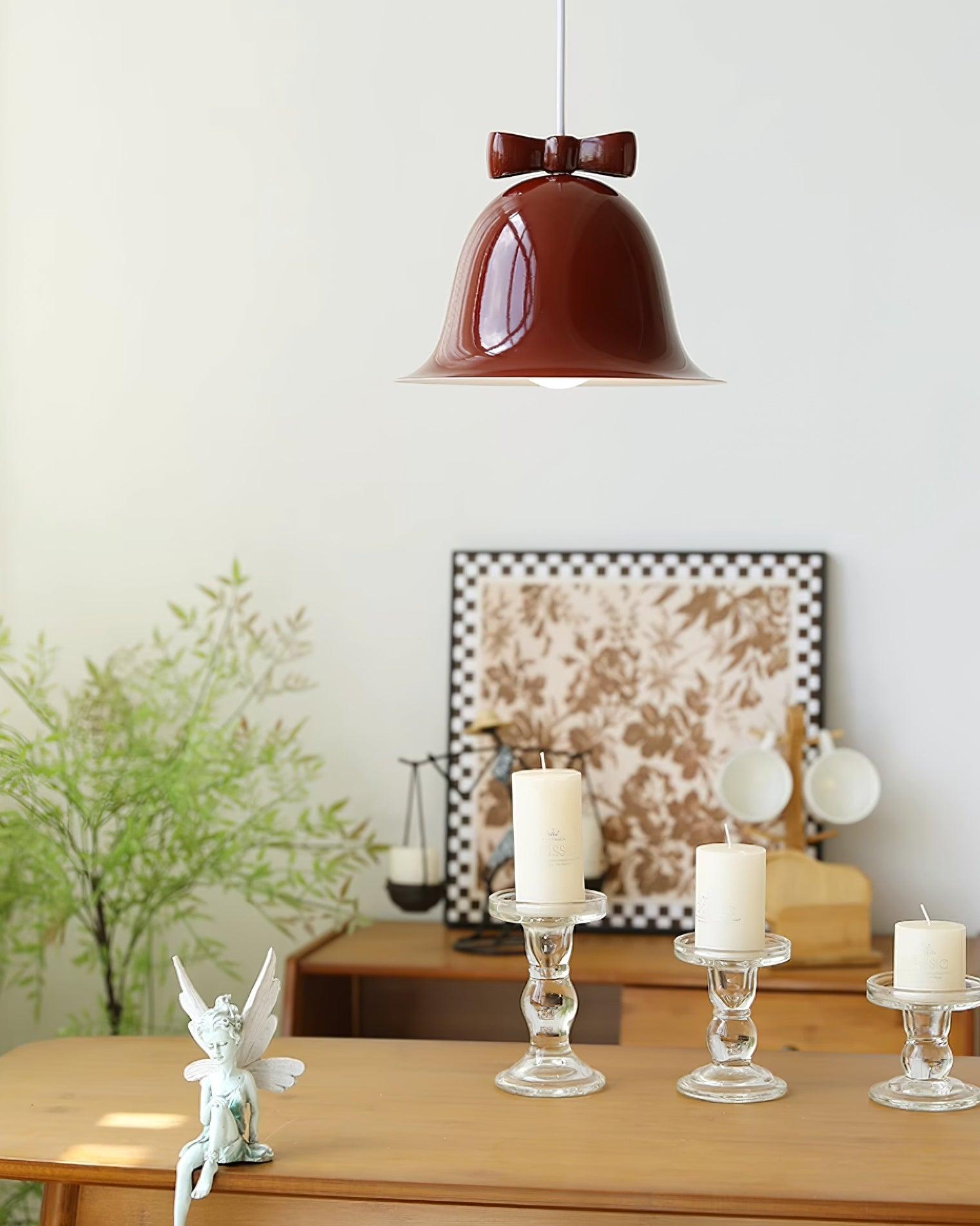 Cloches Mignonnes Lampe Suspendue en Verre avec Nœud Délicat - Neutralighting