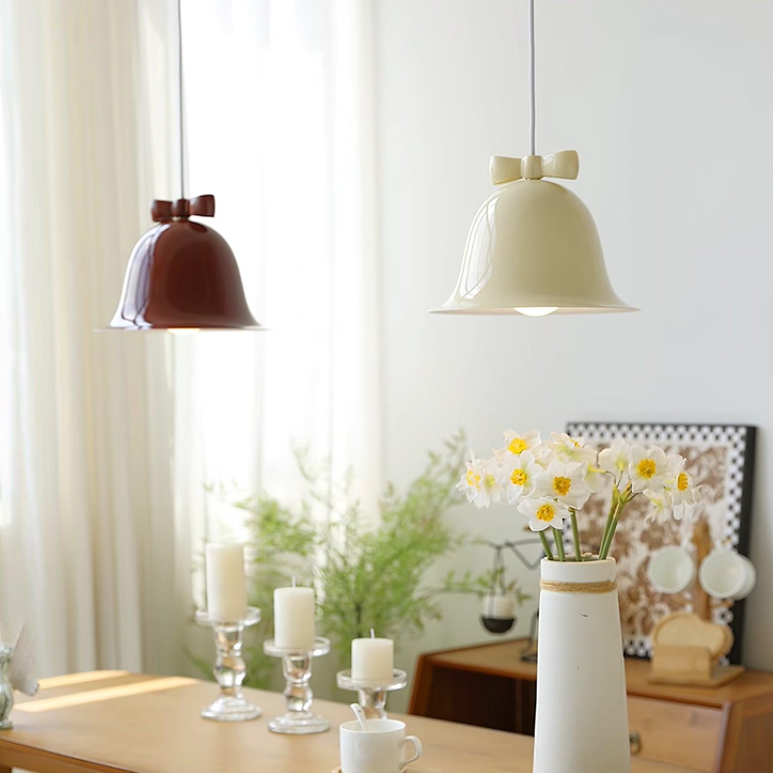 Cloches Mignonnes Lampe Suspendue en Verre avec Nœud Délicat - Neutralighting