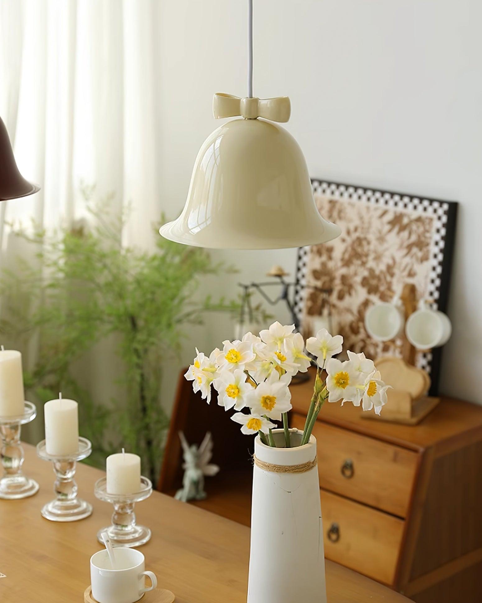 Cloches Mignonnes Lampe Suspendue en Verre avec Nœud Délicat - Neutralighting