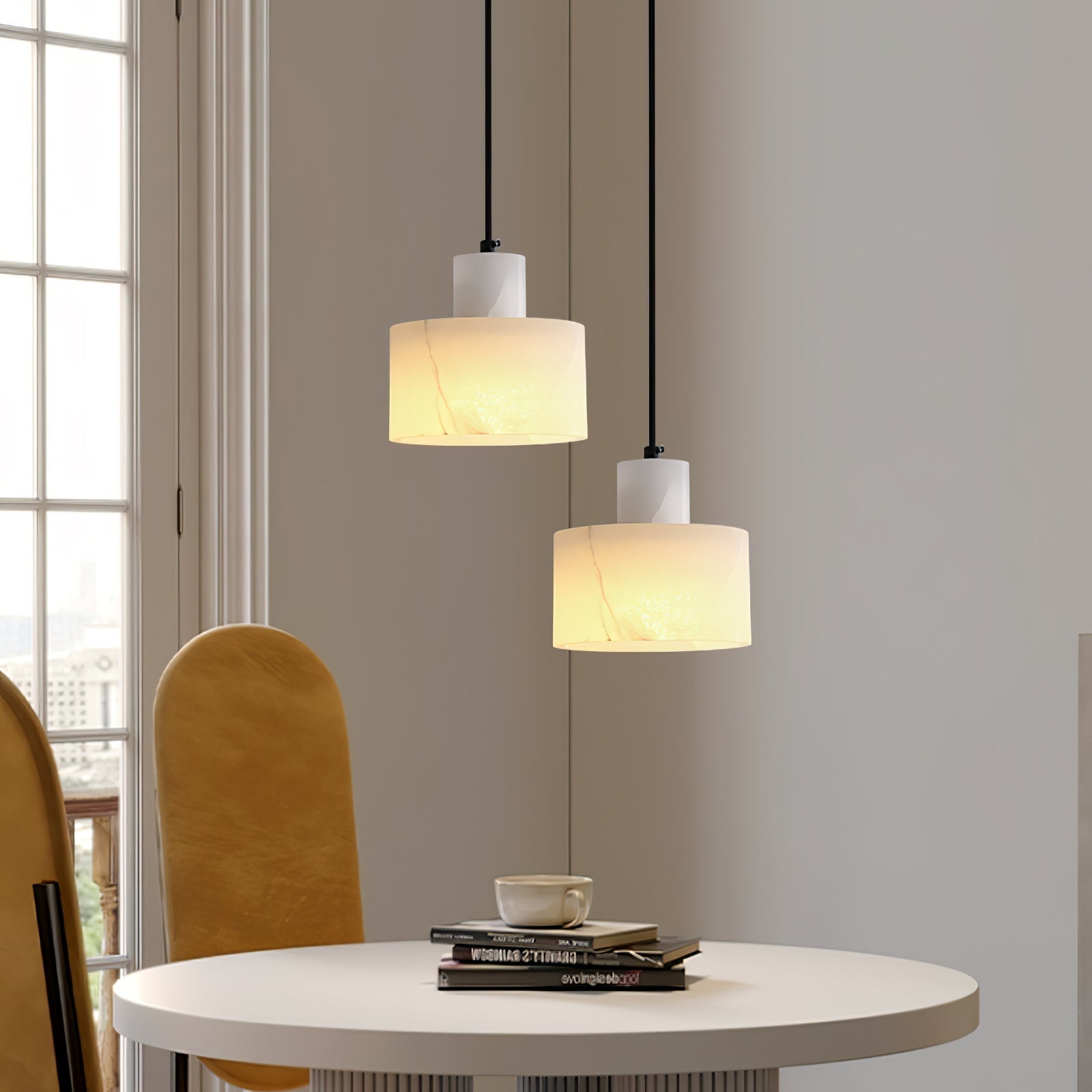 Alabaster Suspension Double Cylindrique - Neutralighting