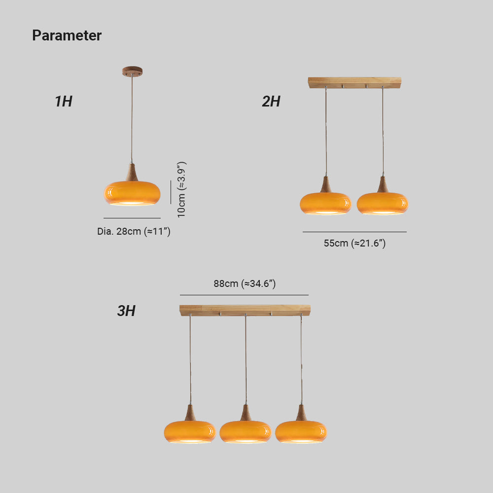 Charlotte Suspension Bois 1/2/3 Lampes