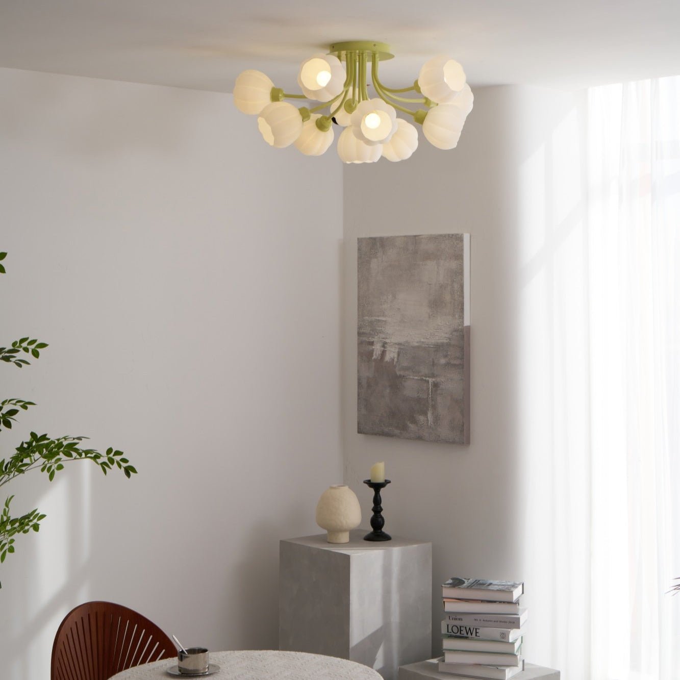 Zenorarae Plafonnier en Verre Matcha Élégant - Neutralighting