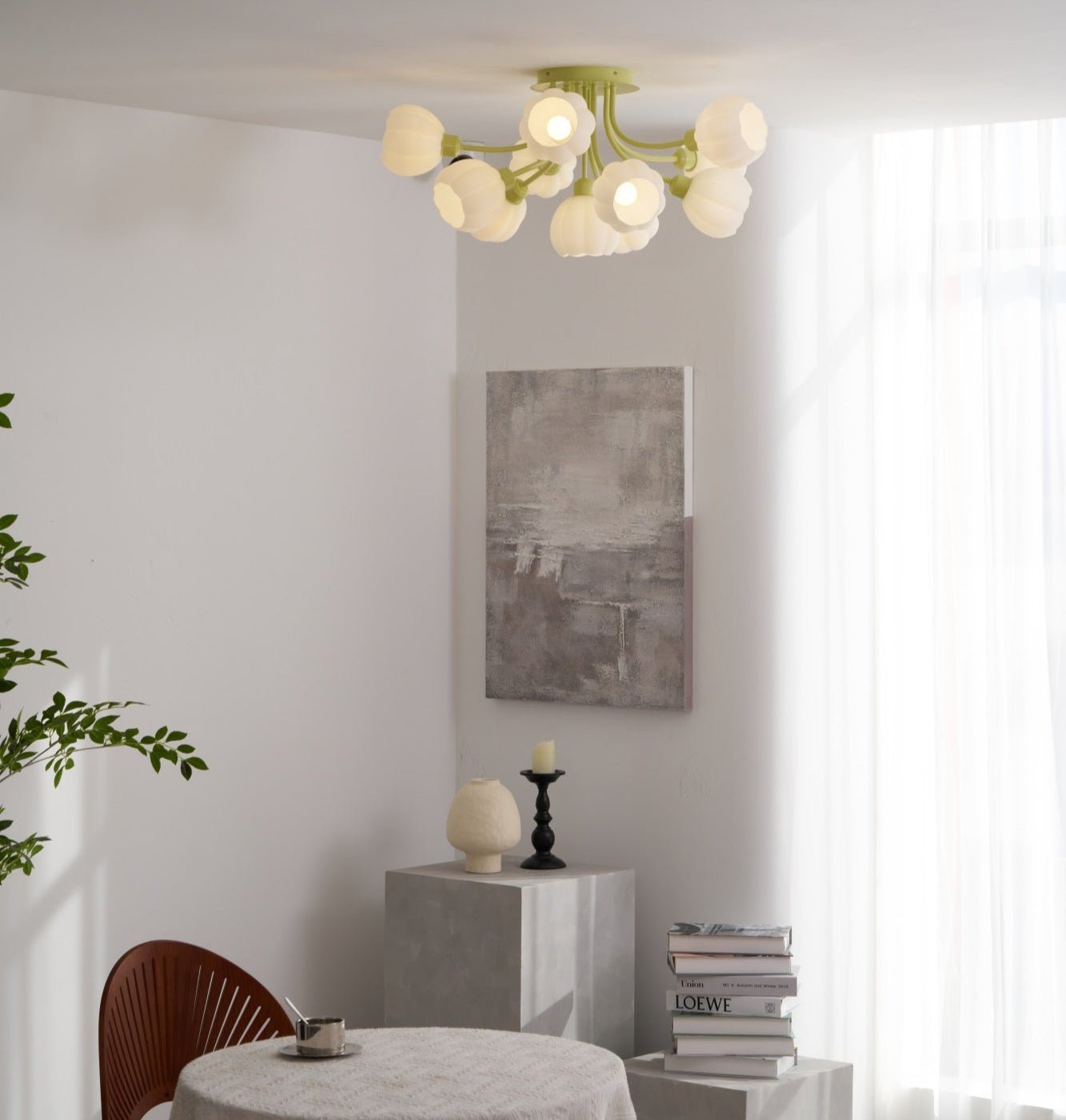 Zenorarae Plafonnier en Verre Matcha Élégant - Neutralighting