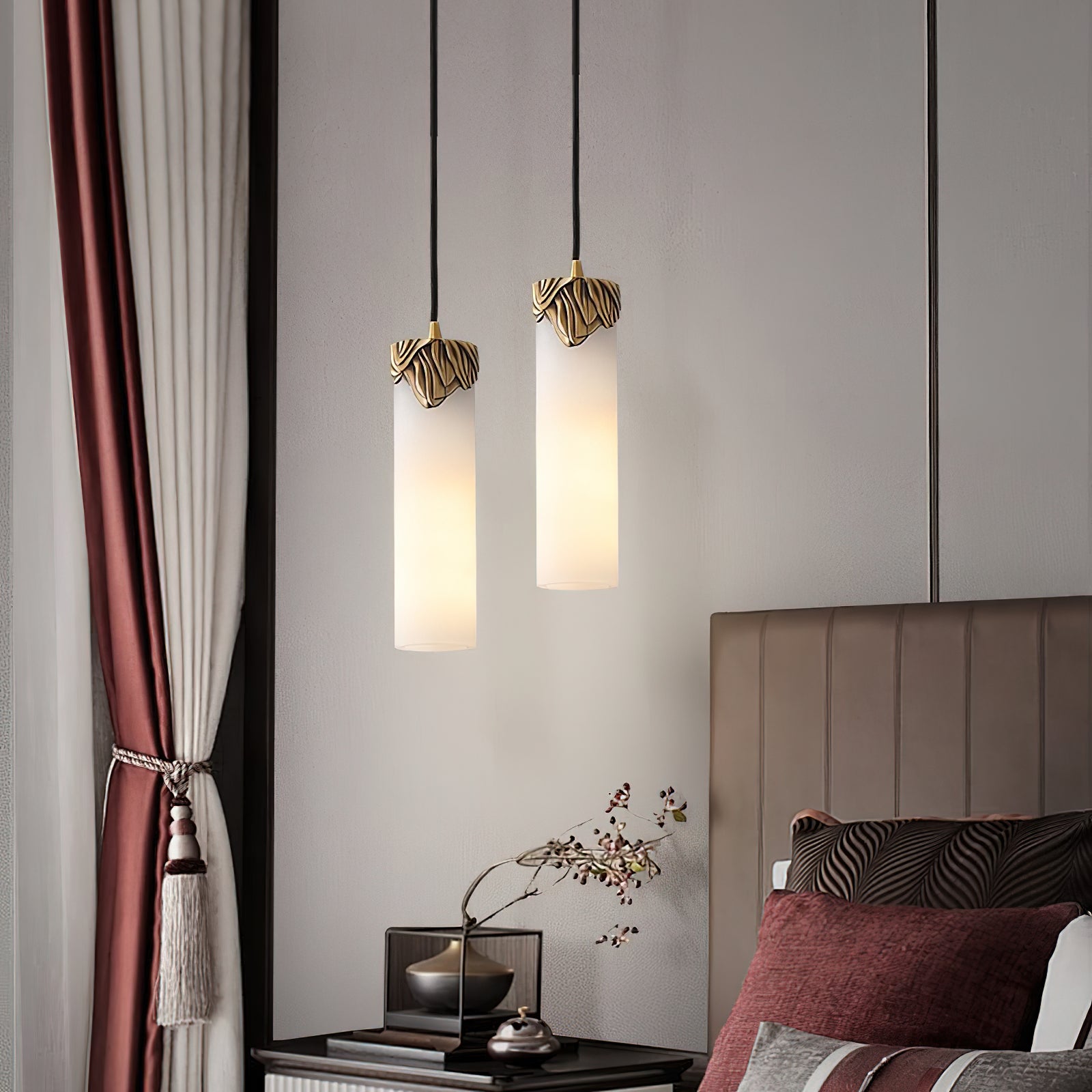 Quiver Suspension Moderne Minimaliste En Laiton Et Albâtre - Neutralighting