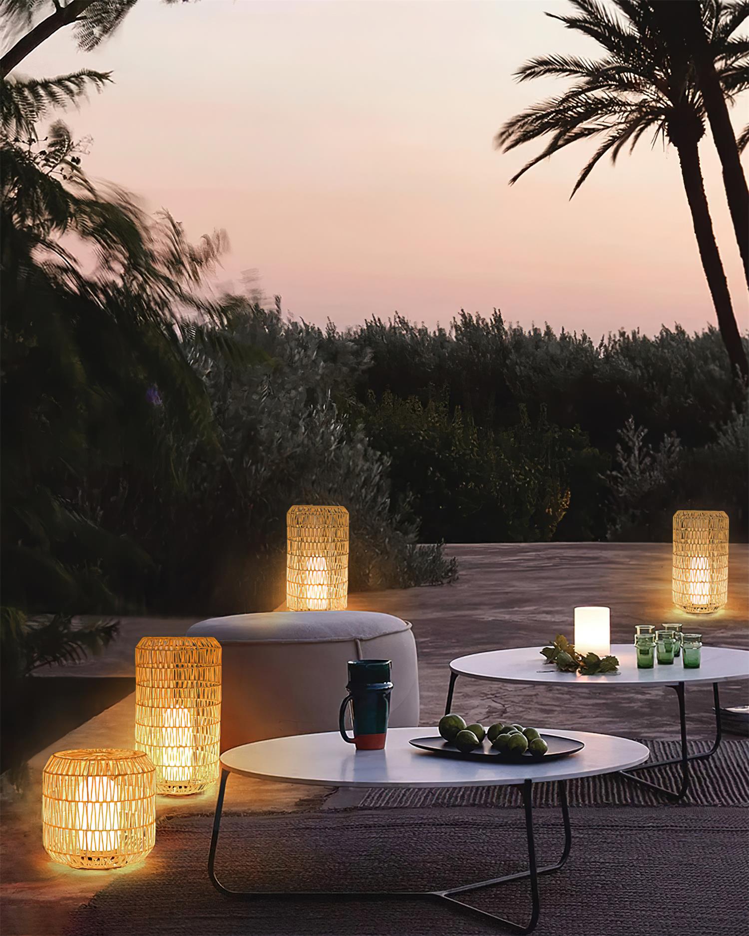 Danya Lampe Extérieure Cylindre en Rattan Solaire - Neutralighting