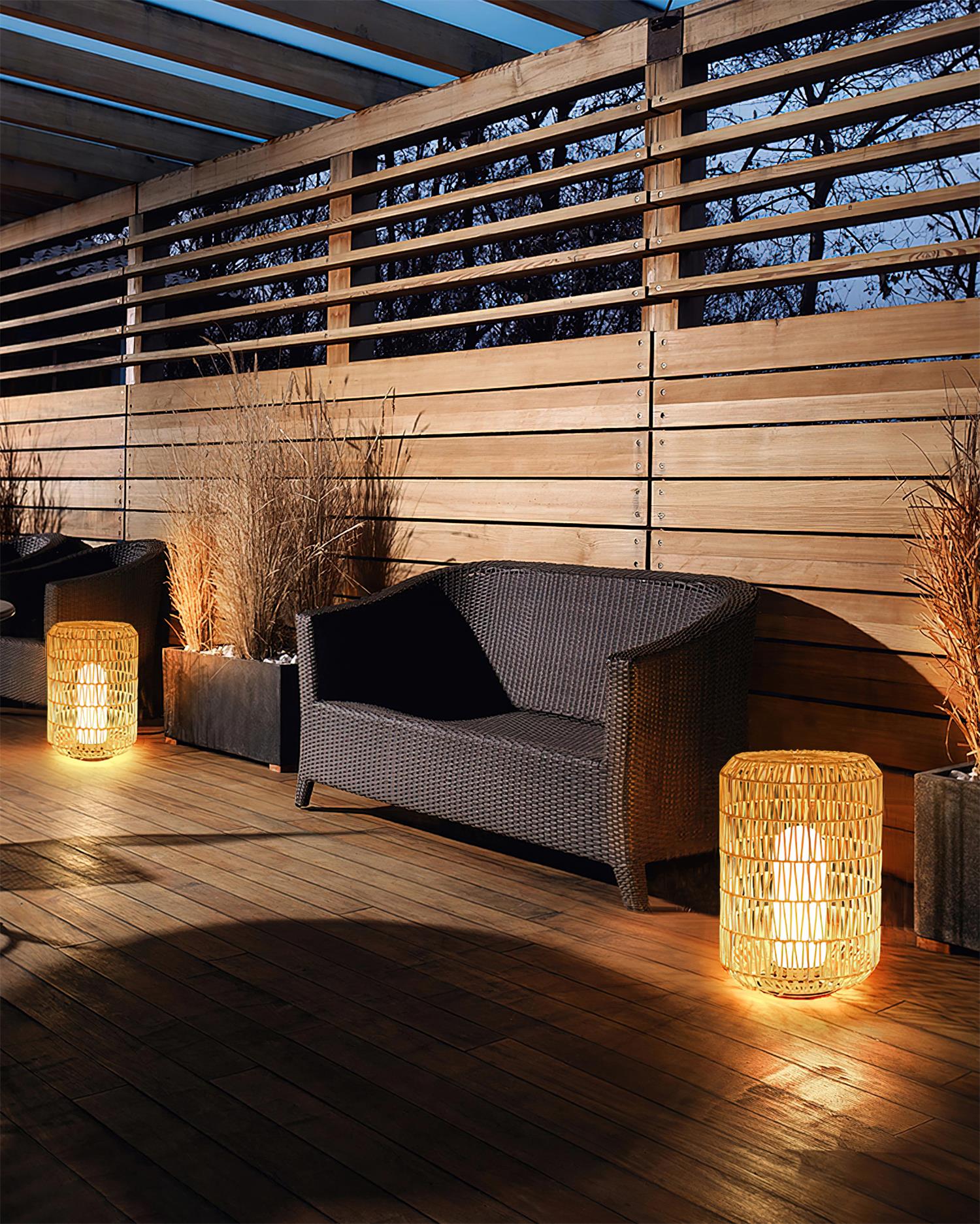 Danya Lampe Extérieure Cylindre en Rattan Solaire - Neutralighting